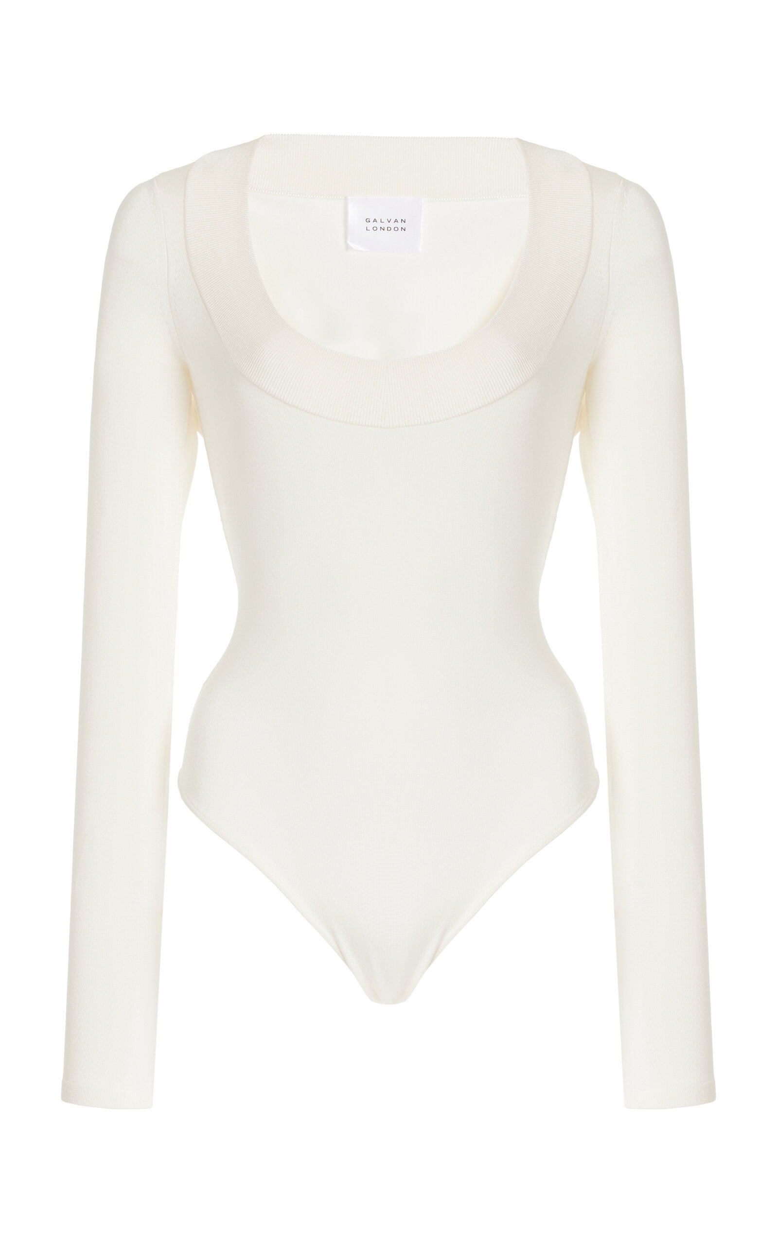 Shop Galvan Sasha Ballet-neck Bodysuit In White