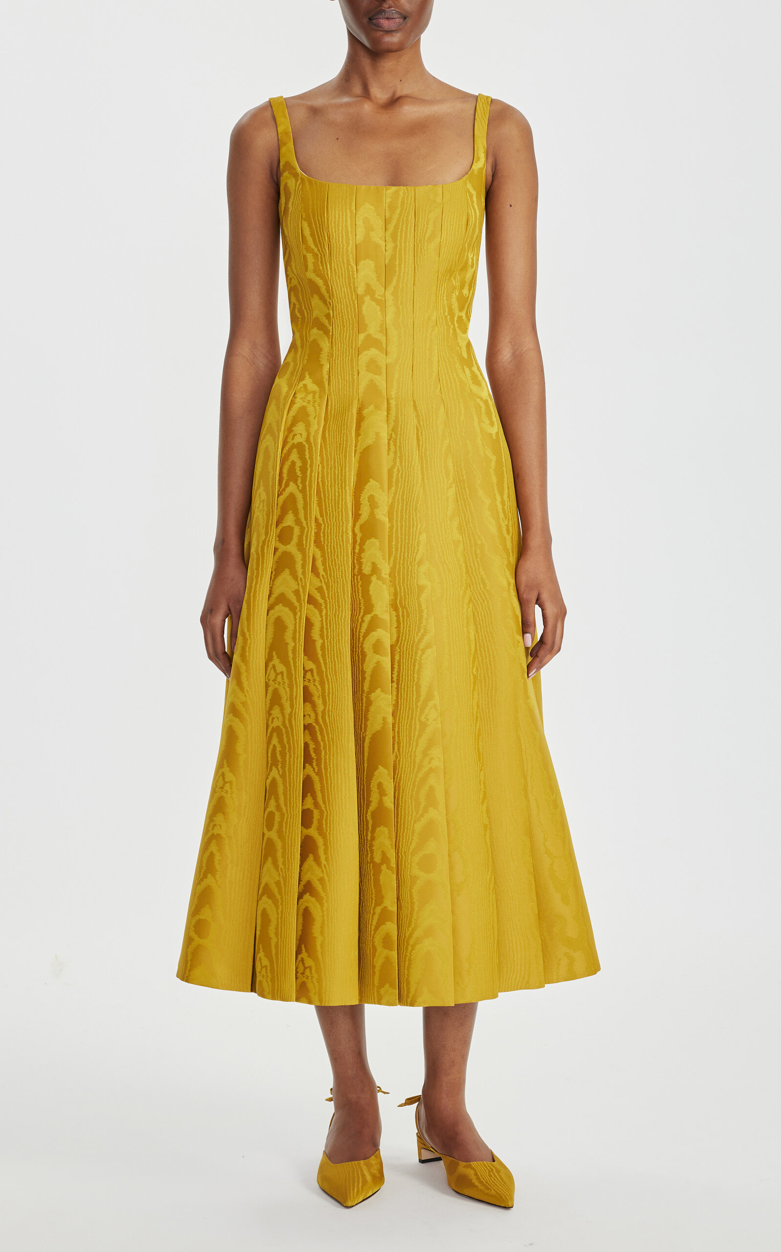 EMILIA WICKSTEAD ADELE PLEATED MOIRE MIDI DRESS 