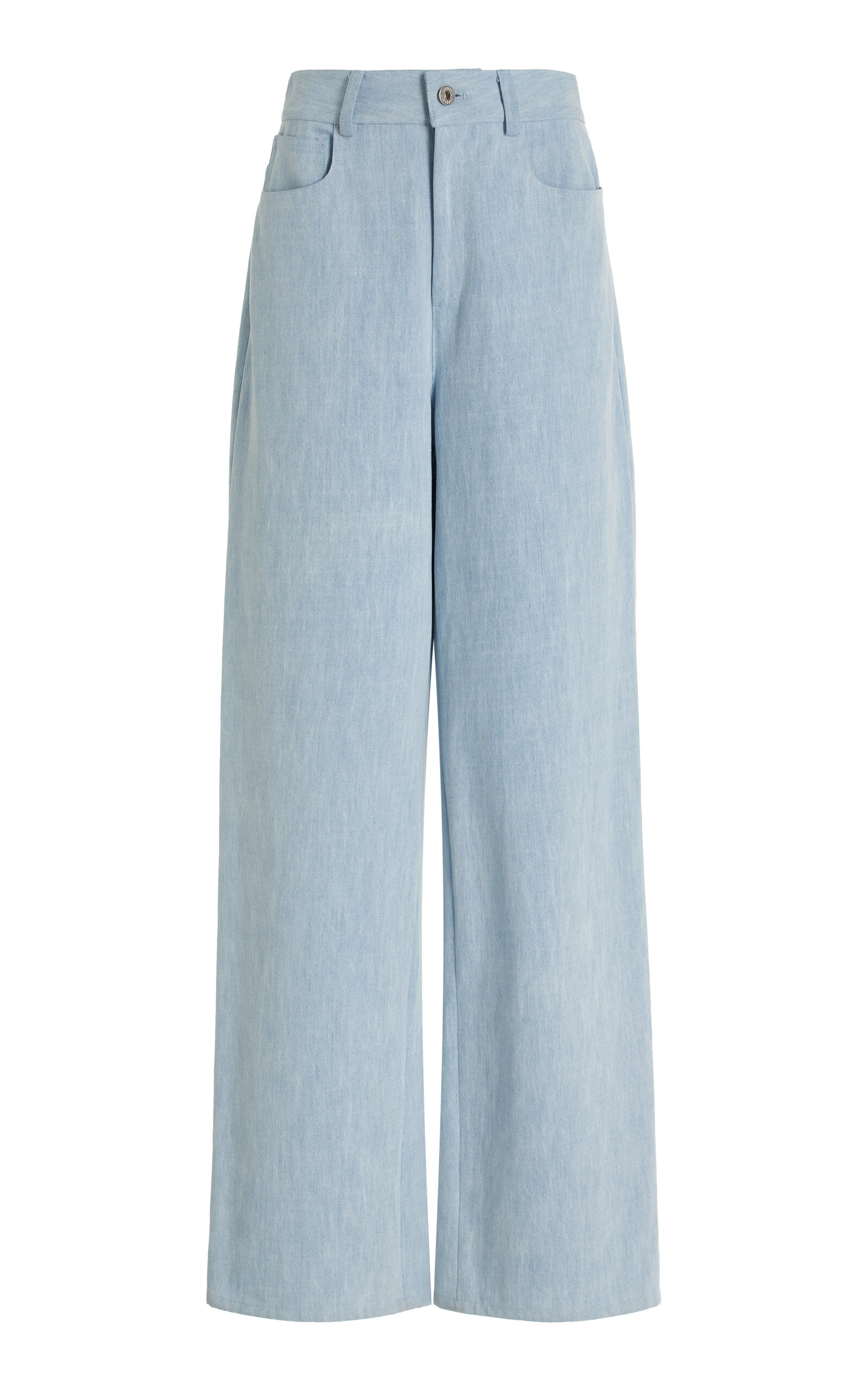 Washed Denim Straight-Leg Pant