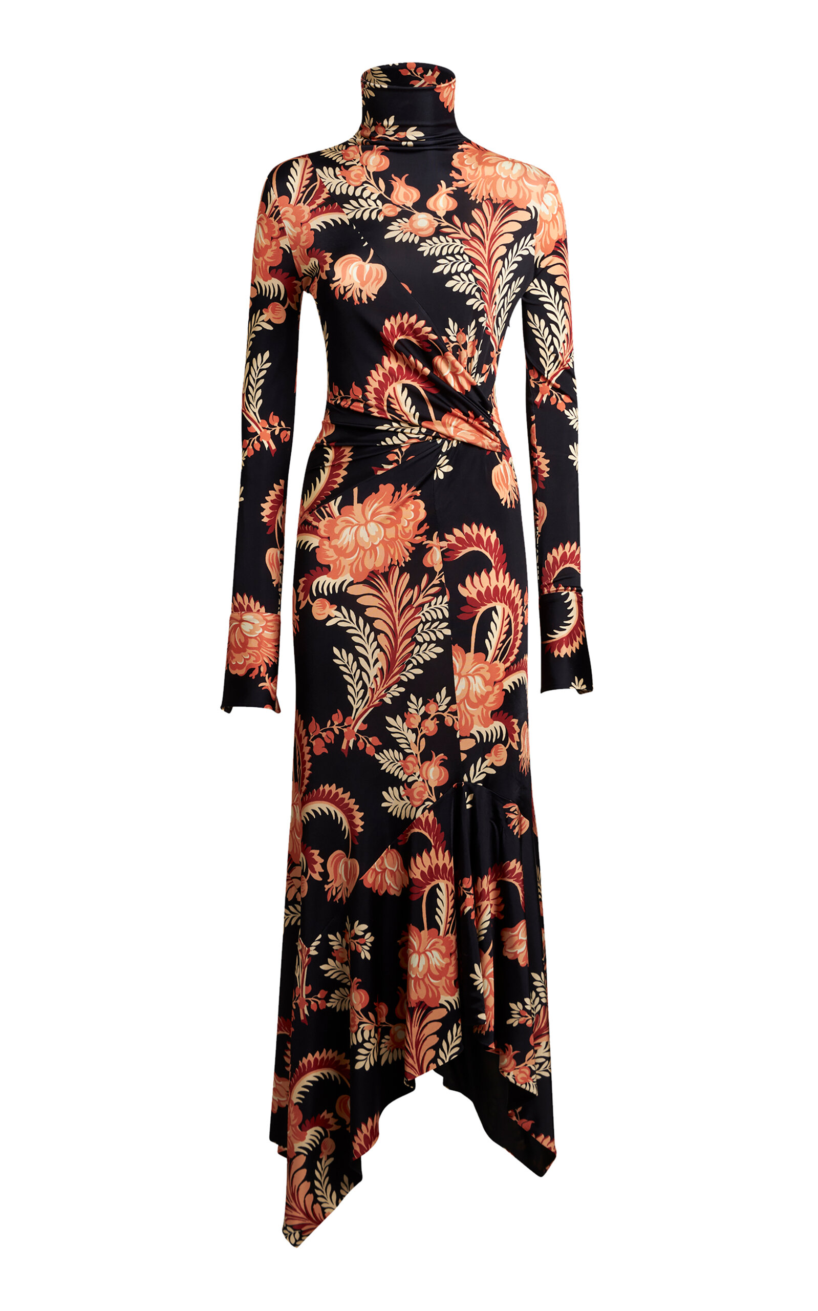 ETRO GATHERED JERSEY MIDI DRESS 