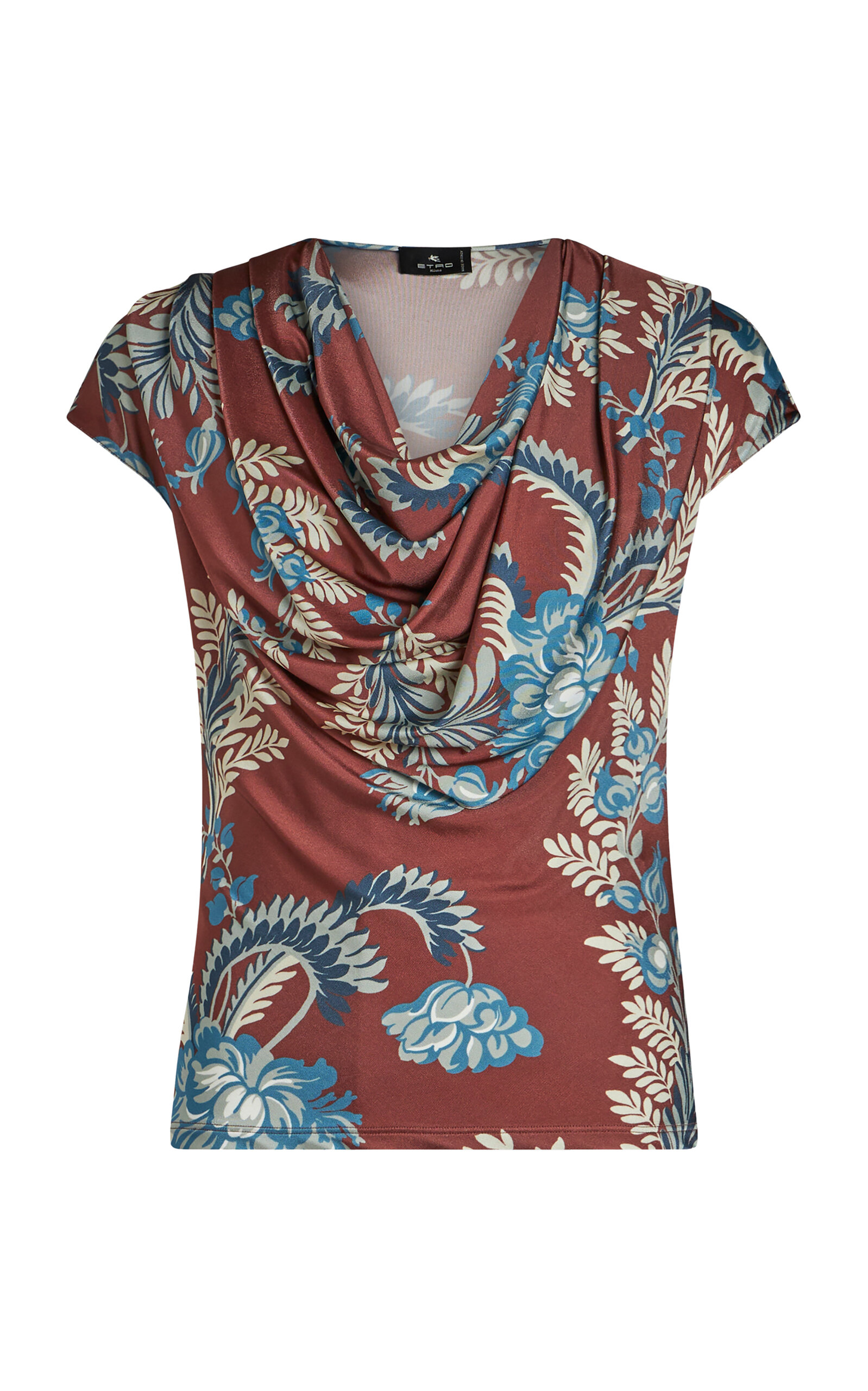 Shop Etro Draped Jersey Top In Multi