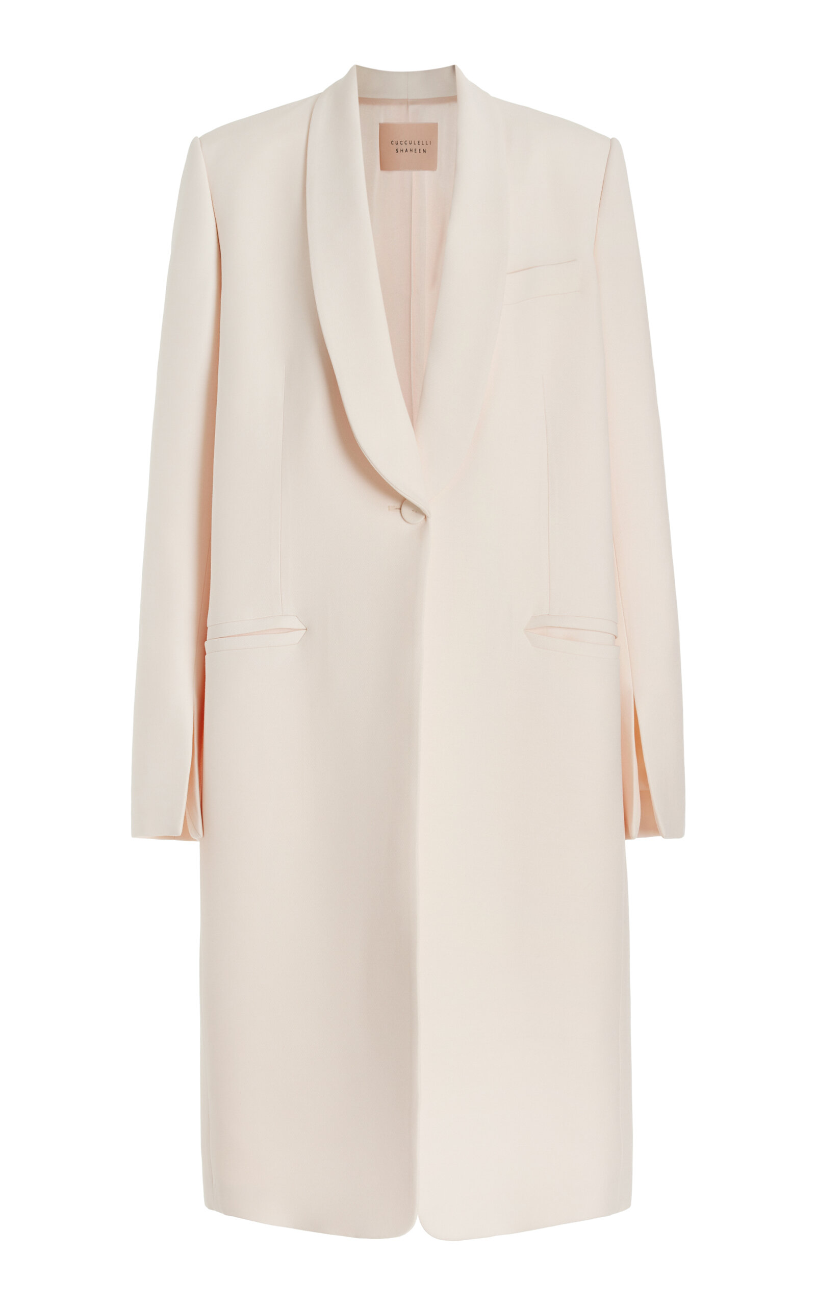 Shop Cucculelli Shaheen Tuxedo Wool-silk Coat In Ivory