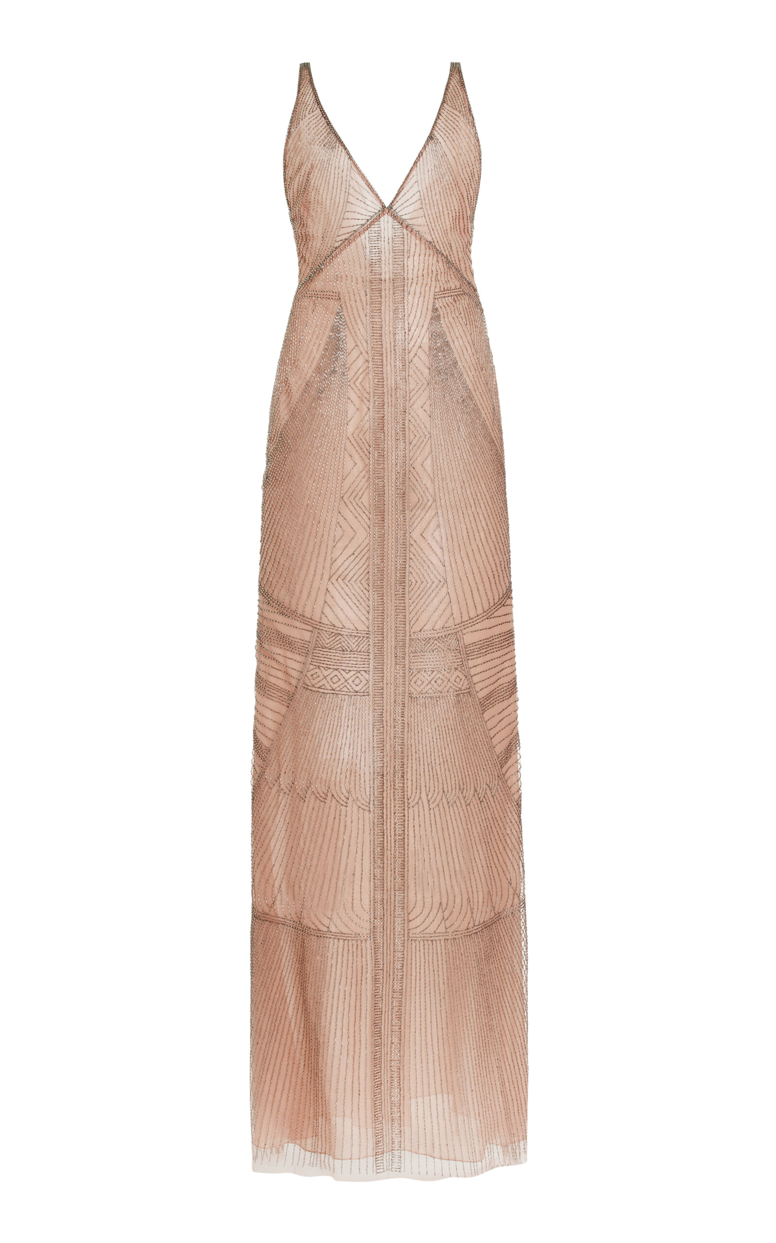 Shop Cucculelli Shaheen Deco Devium Embellished Tulle Maxi Slip Dress In Pink