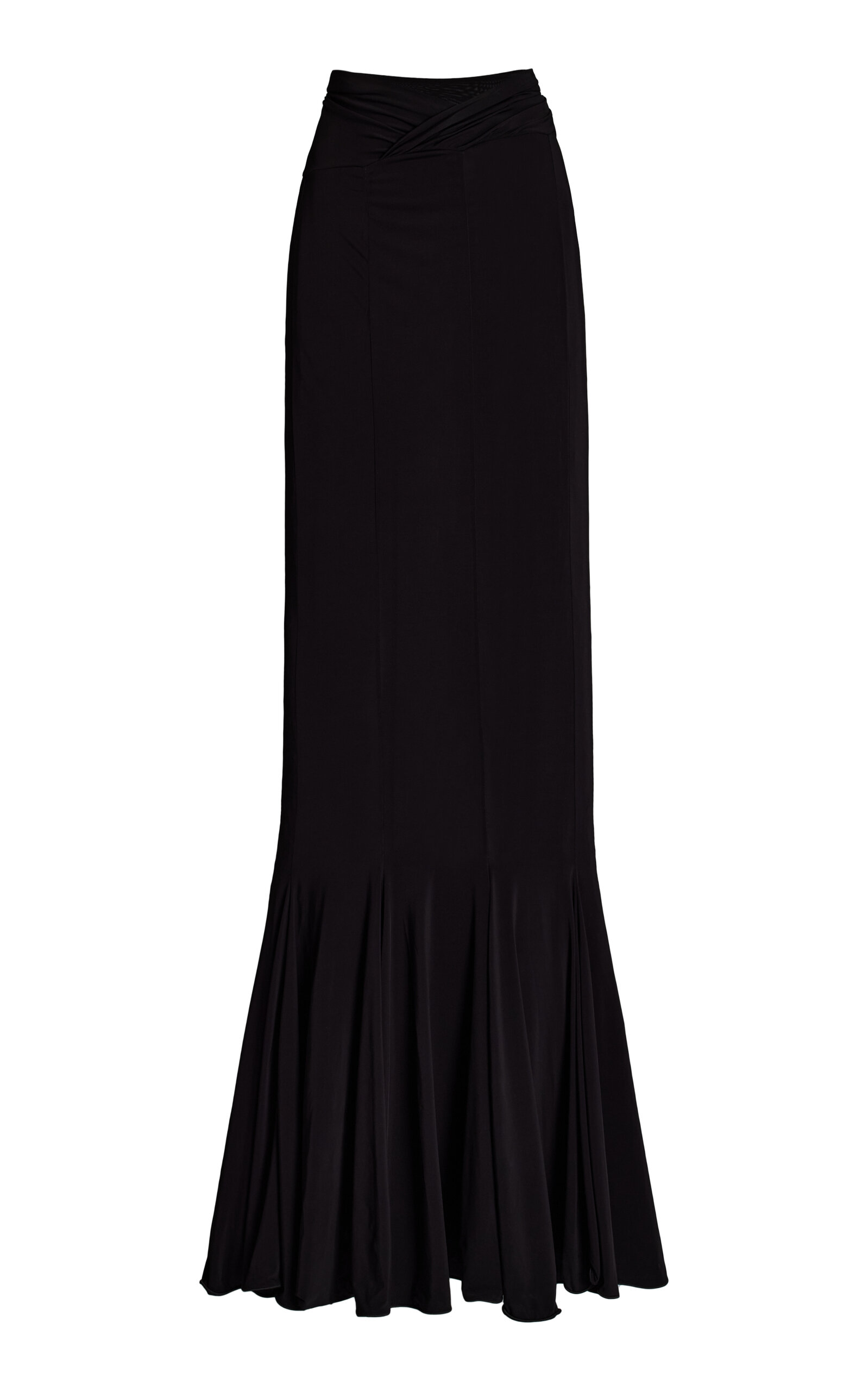 V-Waist Flared Jersey Maxi Skirt