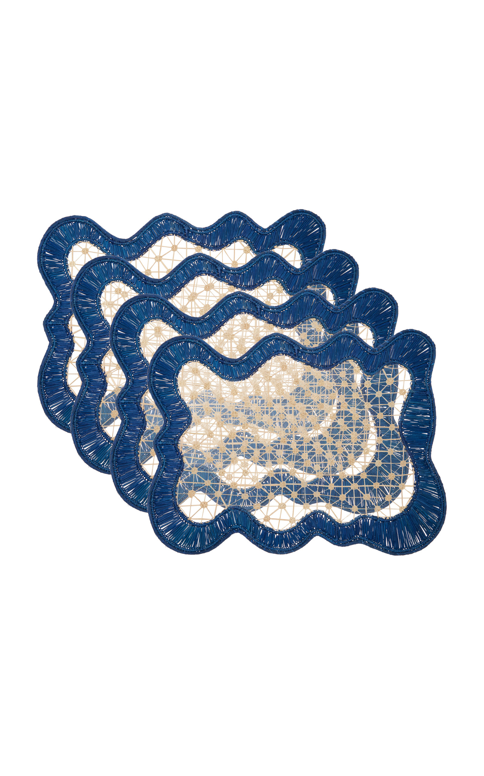 Shop Moda Domus Set-of-four Pollera Raffia Placemats In Blue