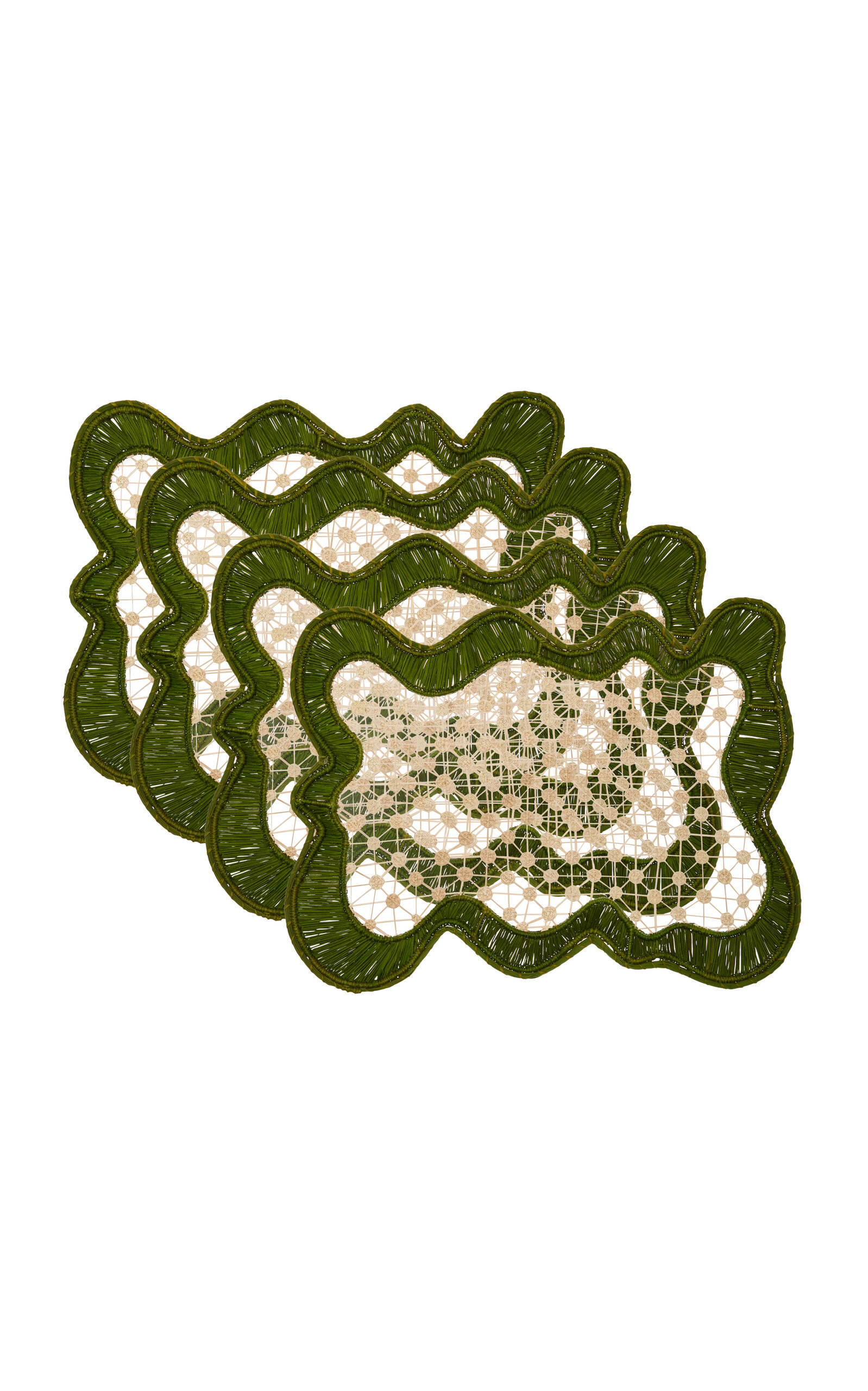 Shop Moda Domus Set-of-four Pollera Raffia Placemats In Green