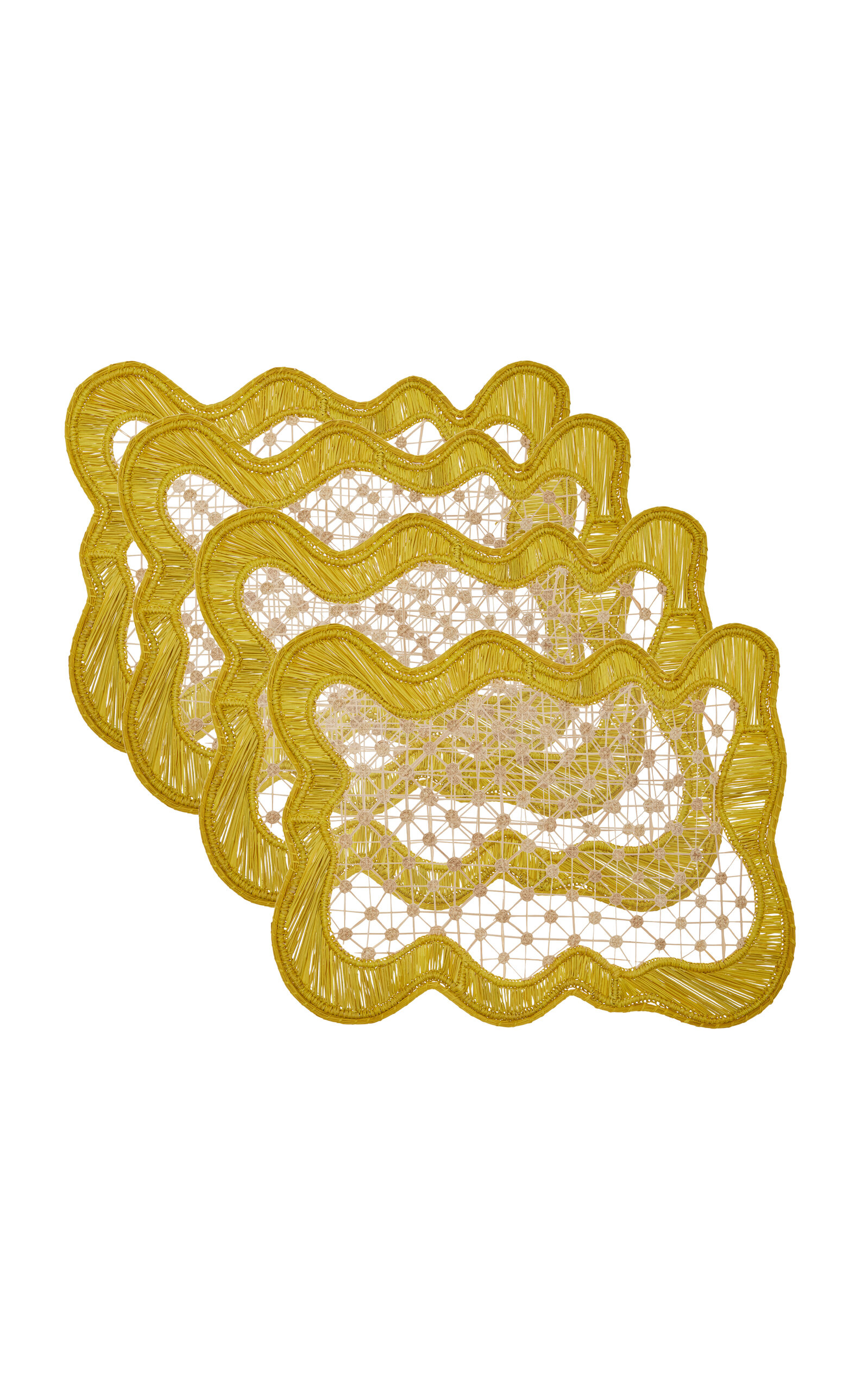 Shop Moda Domus Set-of-four Pollera Raffia Placemats In Yellow