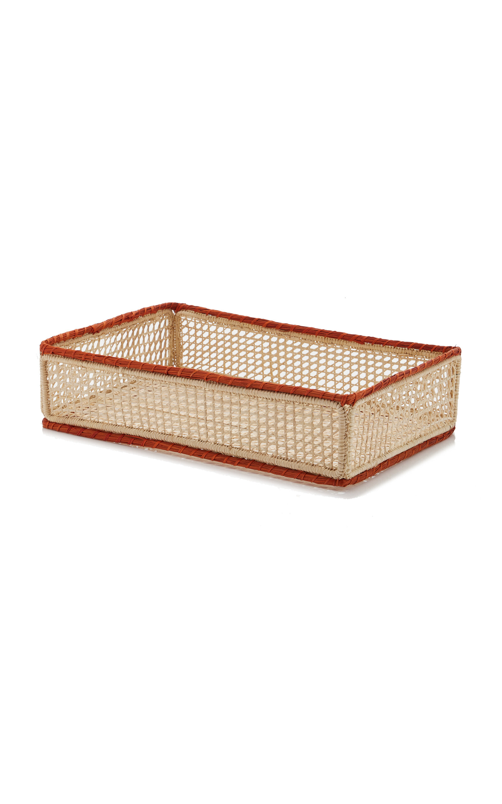 Shop Moda Domus Ojo Perdiz Large Raffia Tray In Orange