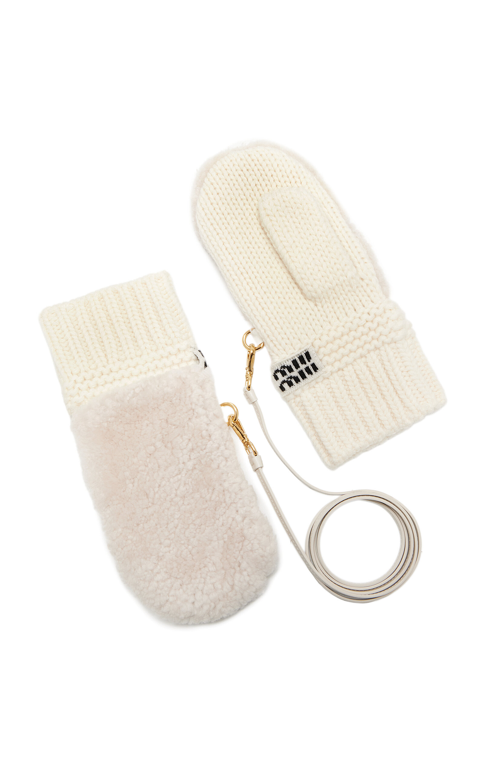 Shearling-Trimmed Cashmere-Wool Mittens