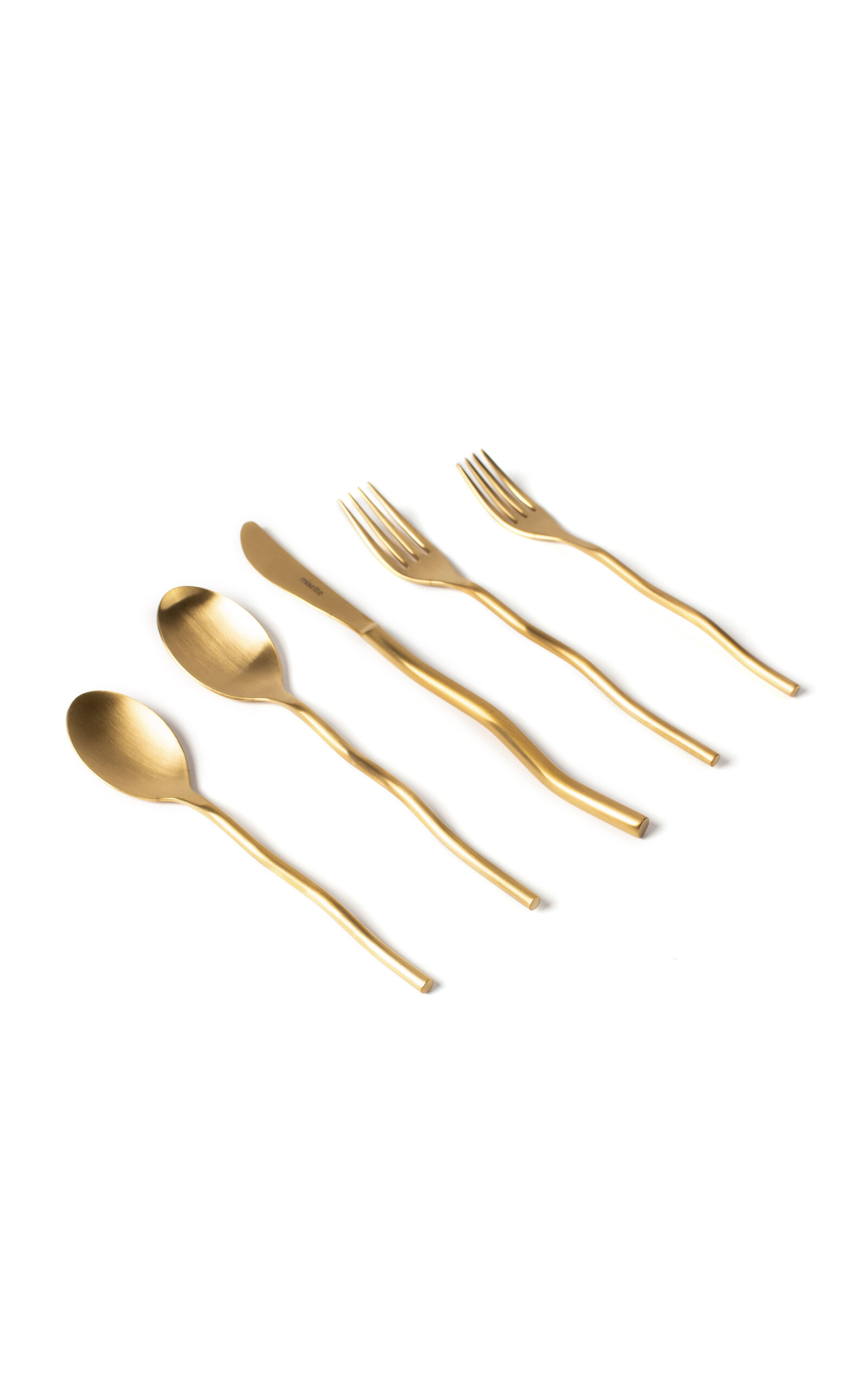 Shop Misette Squiggle Five-piece Cutlery Set In Gold