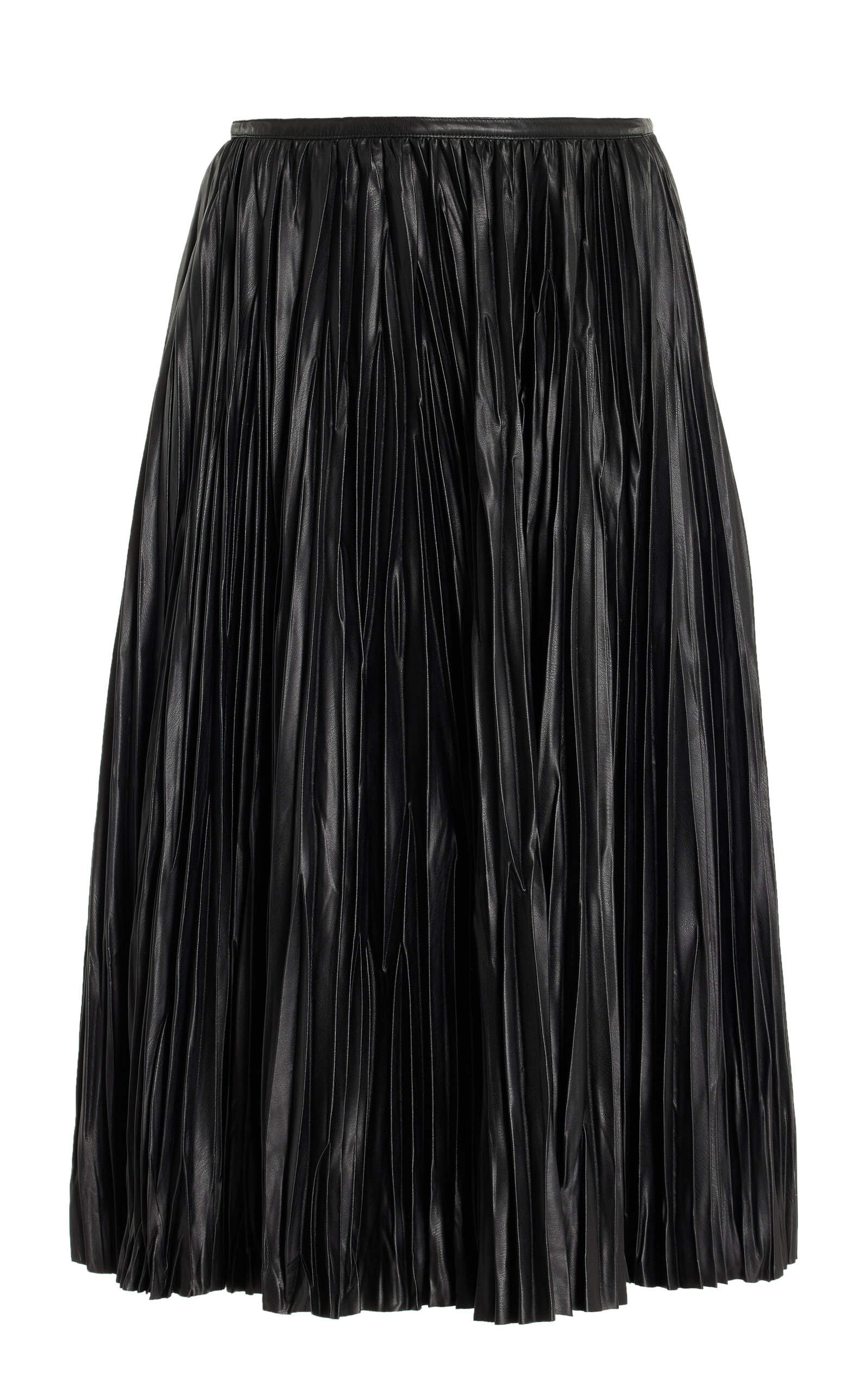 Shop Proenza Schouler White Label Rosalyn Plissé Vegan Leather Midi Skirt In Black