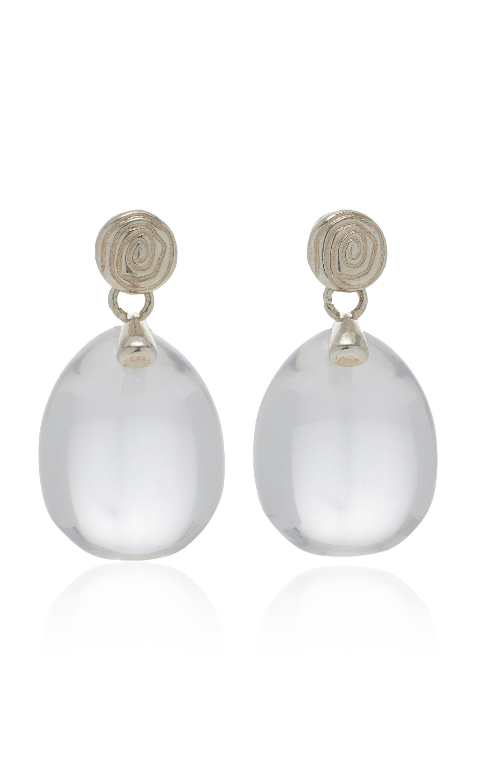 Shop Sapir Bachar Sterling Silver Clear Quartz Earrings In White