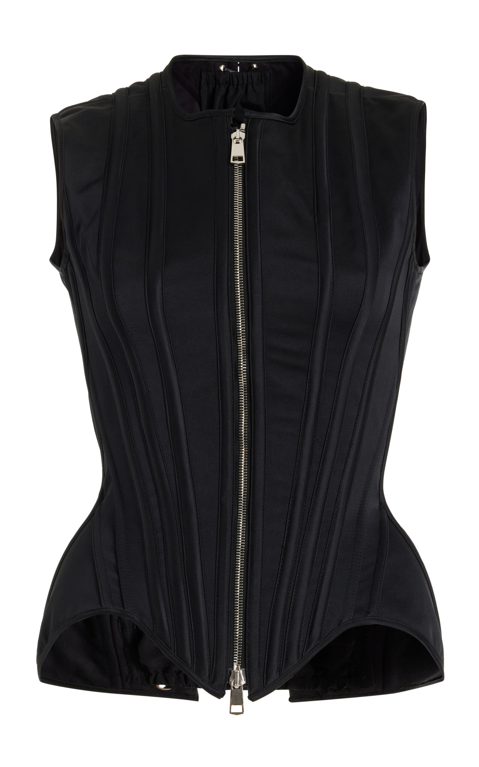 Adam Satin Zipper-Detailed Corset Top