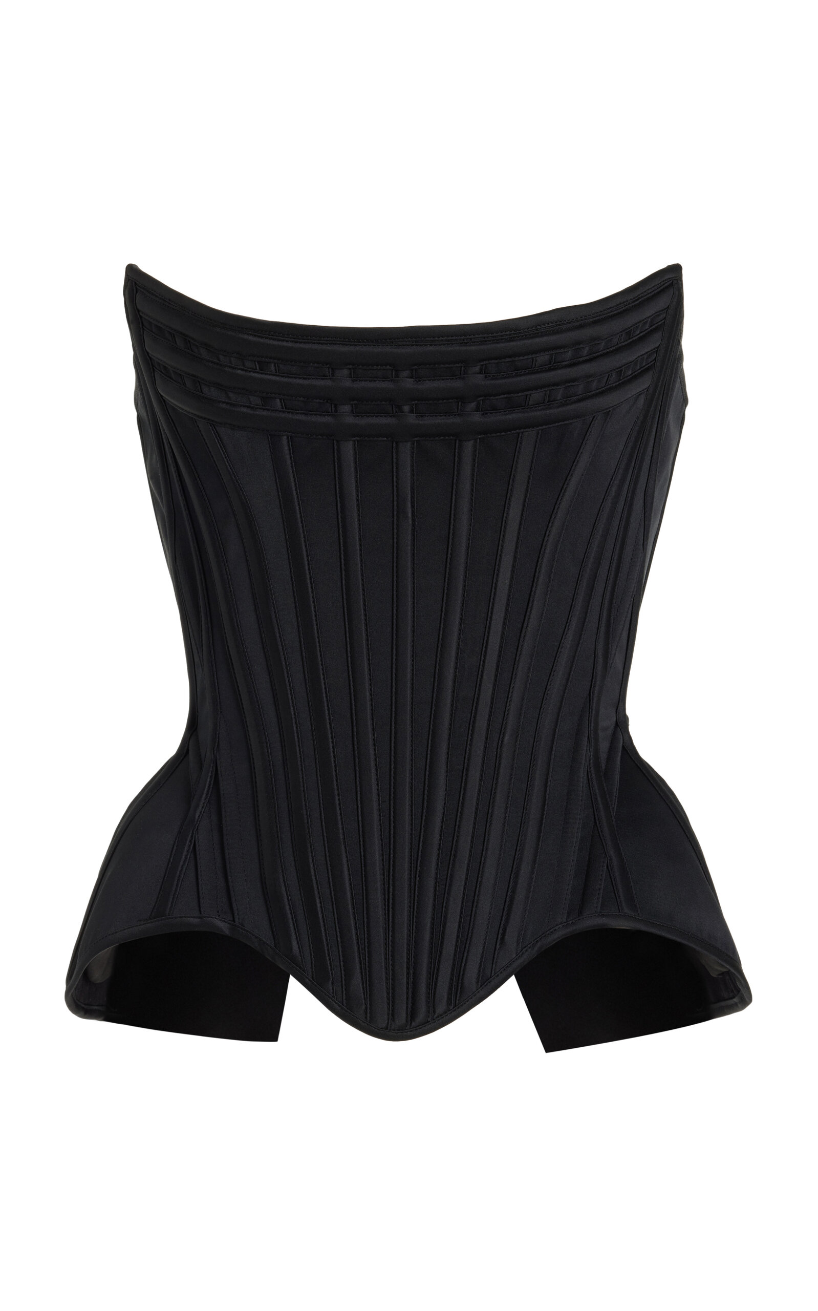 Wasp Zipper-Detailed Satin Corset Top