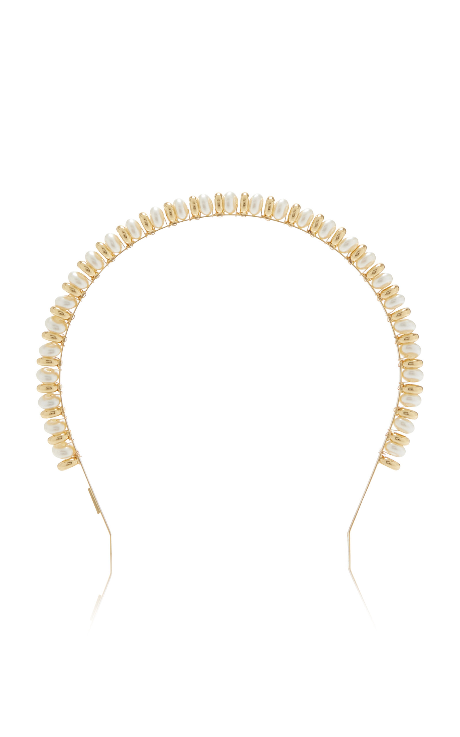 Shop Lelet Ny Jasmine Pearl Headband In Gold