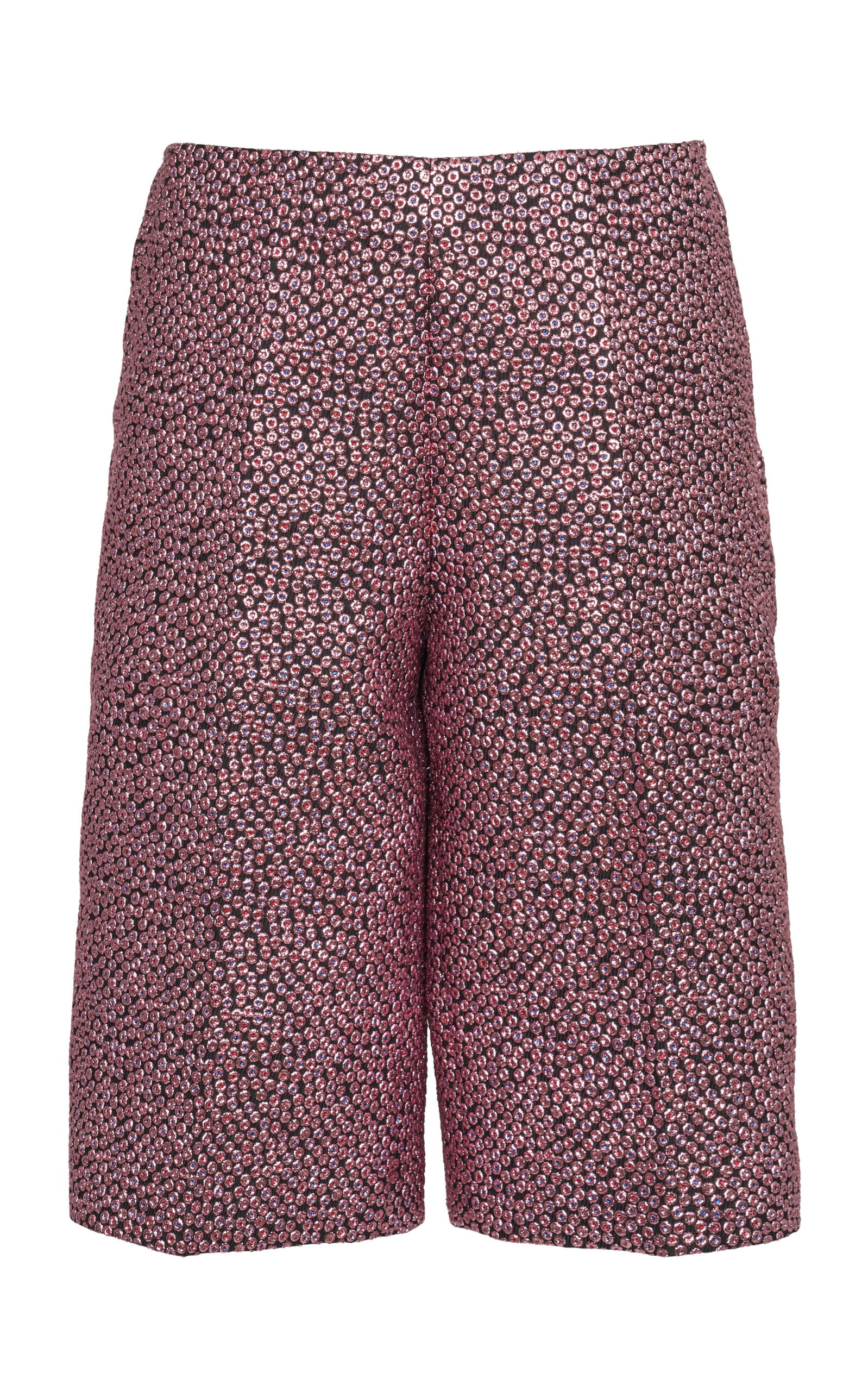 Shop Dries Van Noten Prati Metallic Jacquard Shorts In Pink