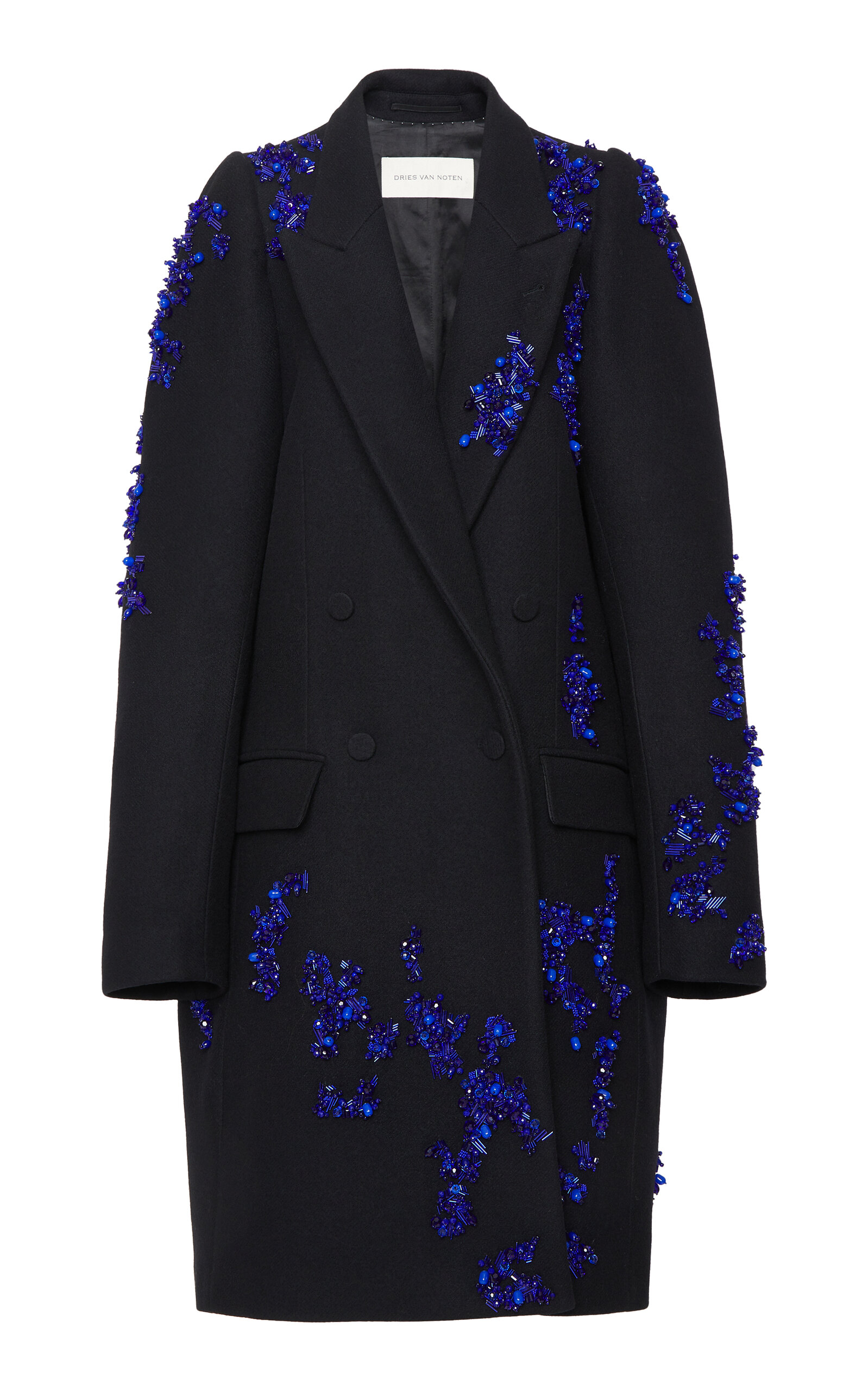 Rinky Embroidered Wool-Blend Cocoon Coat