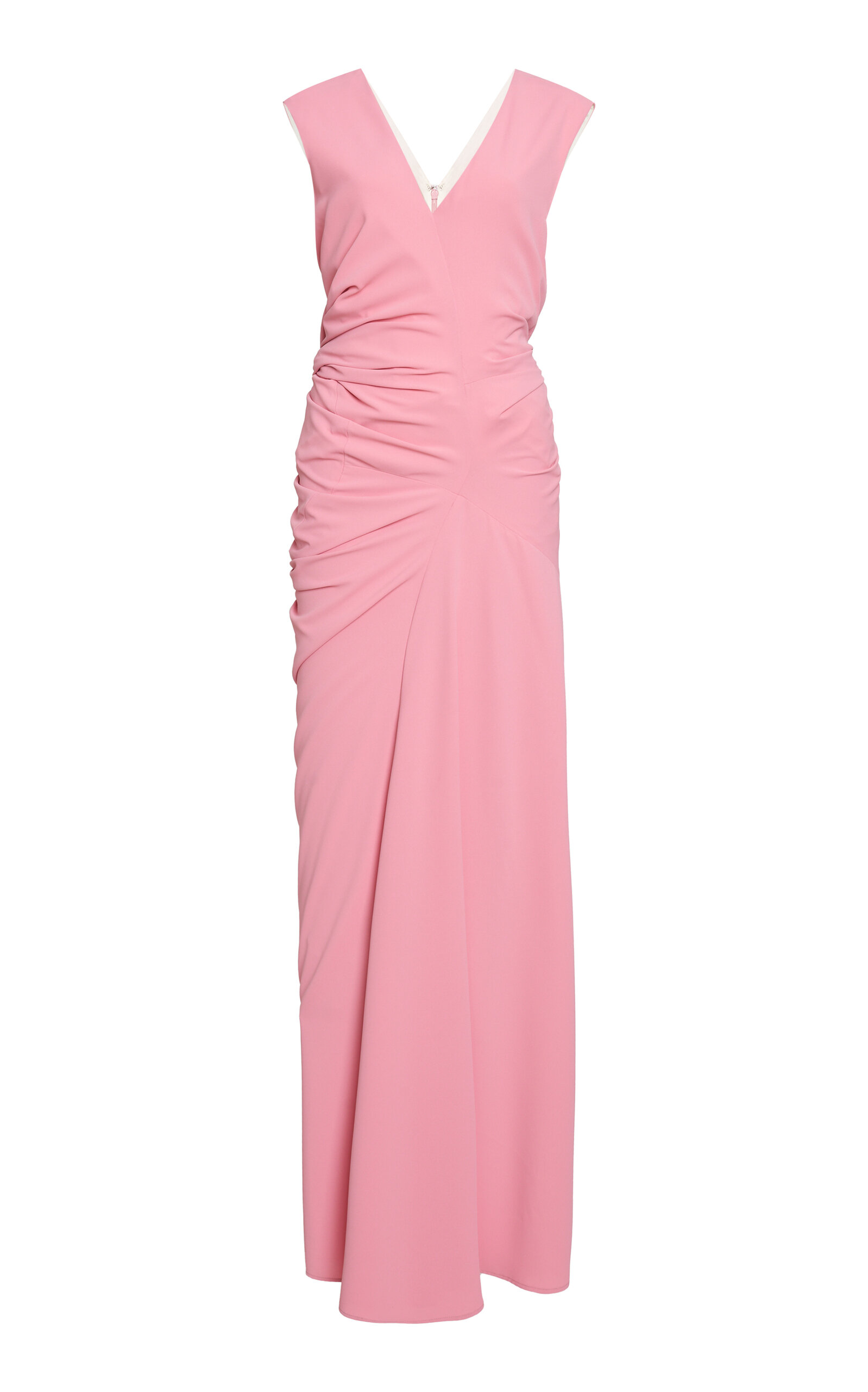 Shop Dries Van Noten Daring Ruched Crepe Maxi Dress In Pink