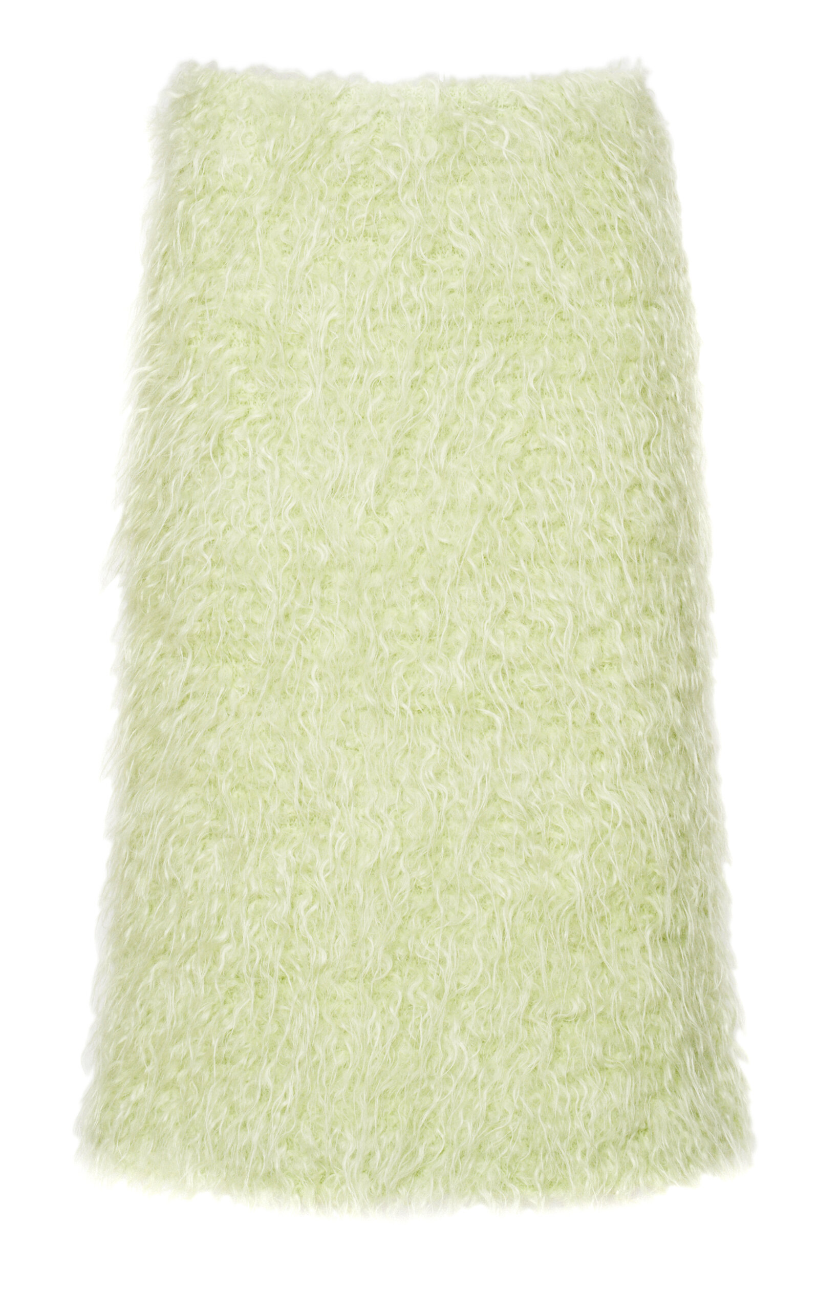 Shop Dries Van Noten Samba Shaggy Wool-mohair Midi Skirt In Green