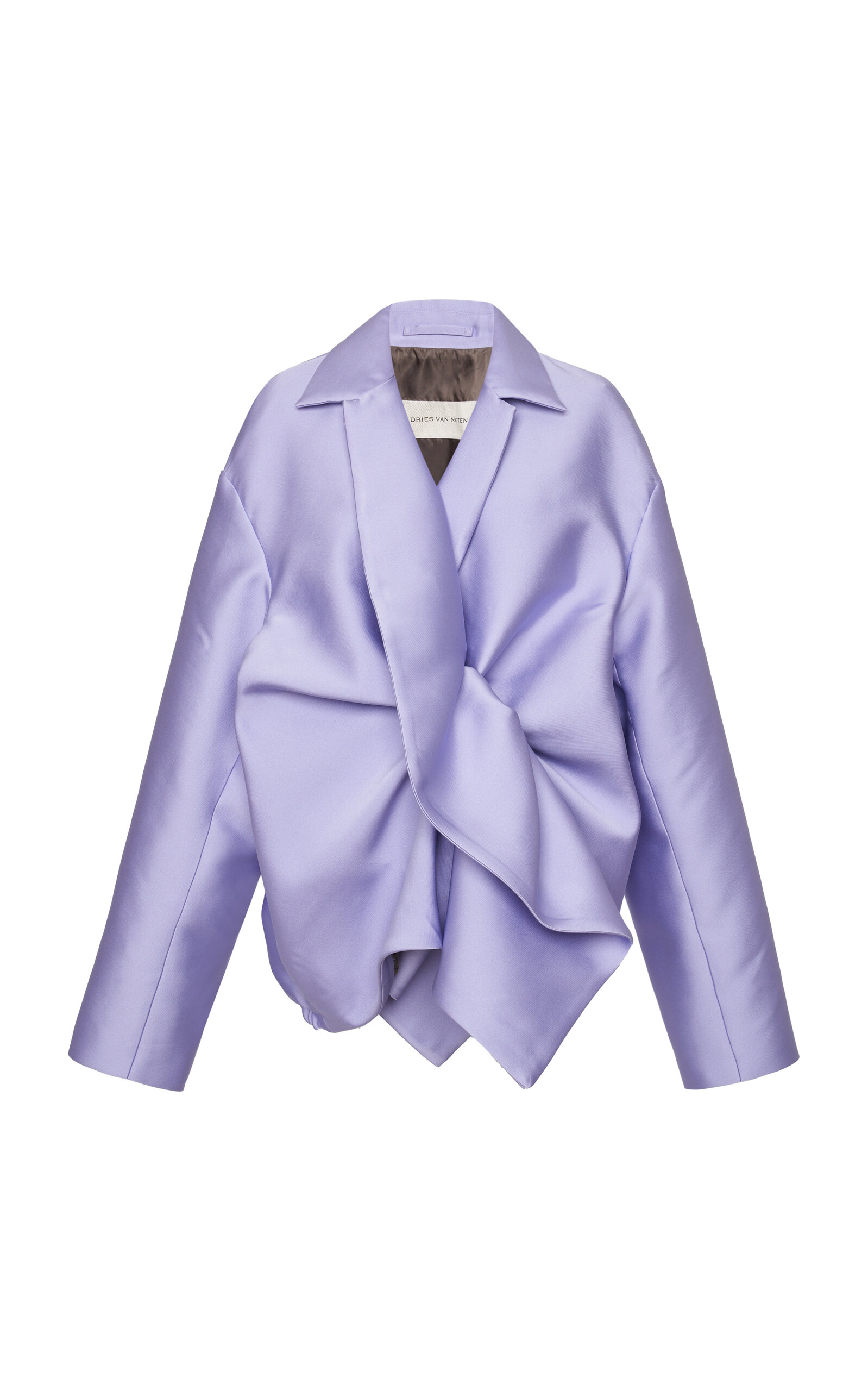 Shop Dries Van Noten Vanas Gathered Silk-blend Jacket In Purple