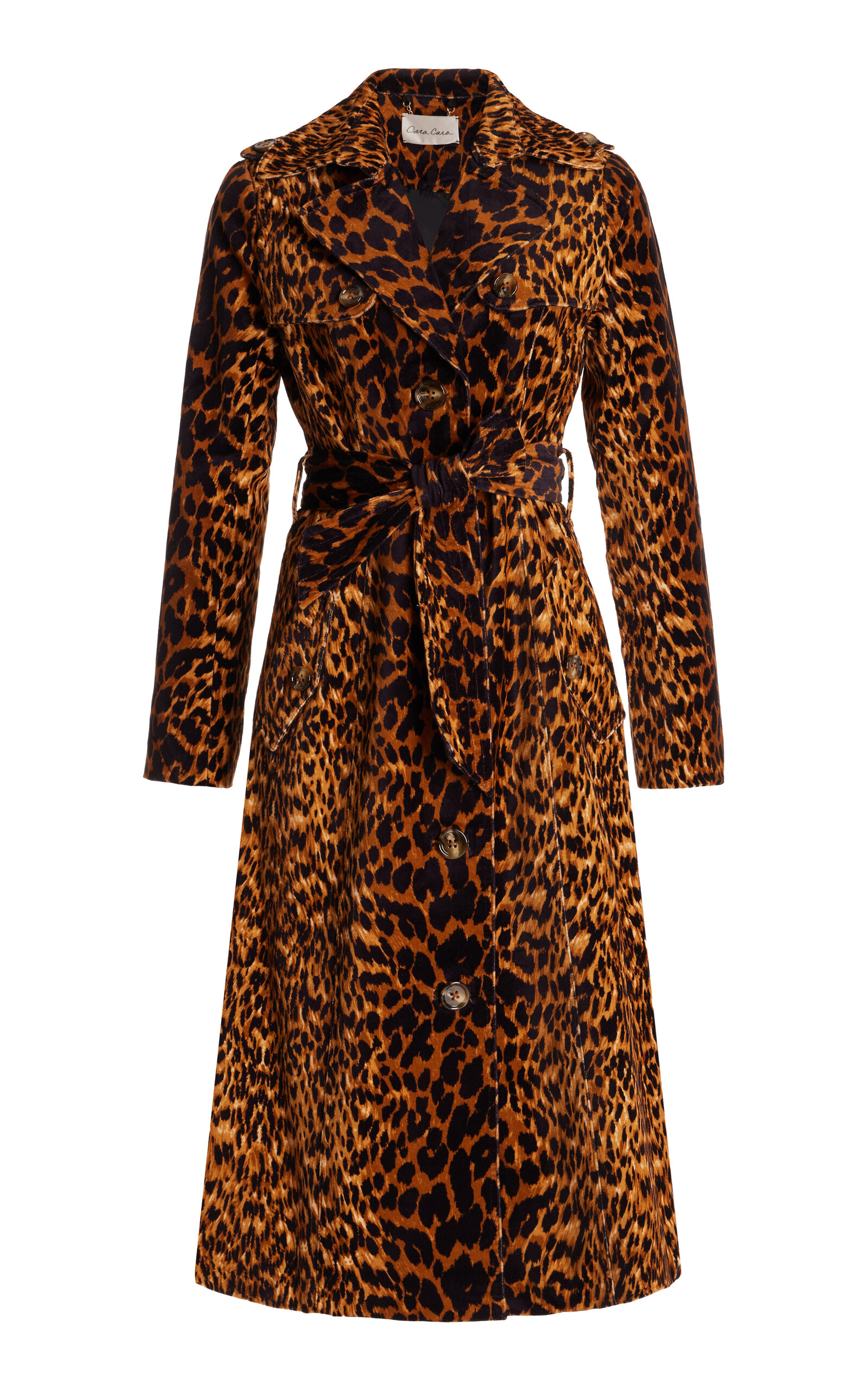 Shop Cara Cara Karlie Animal-print Cotton Trench Coat