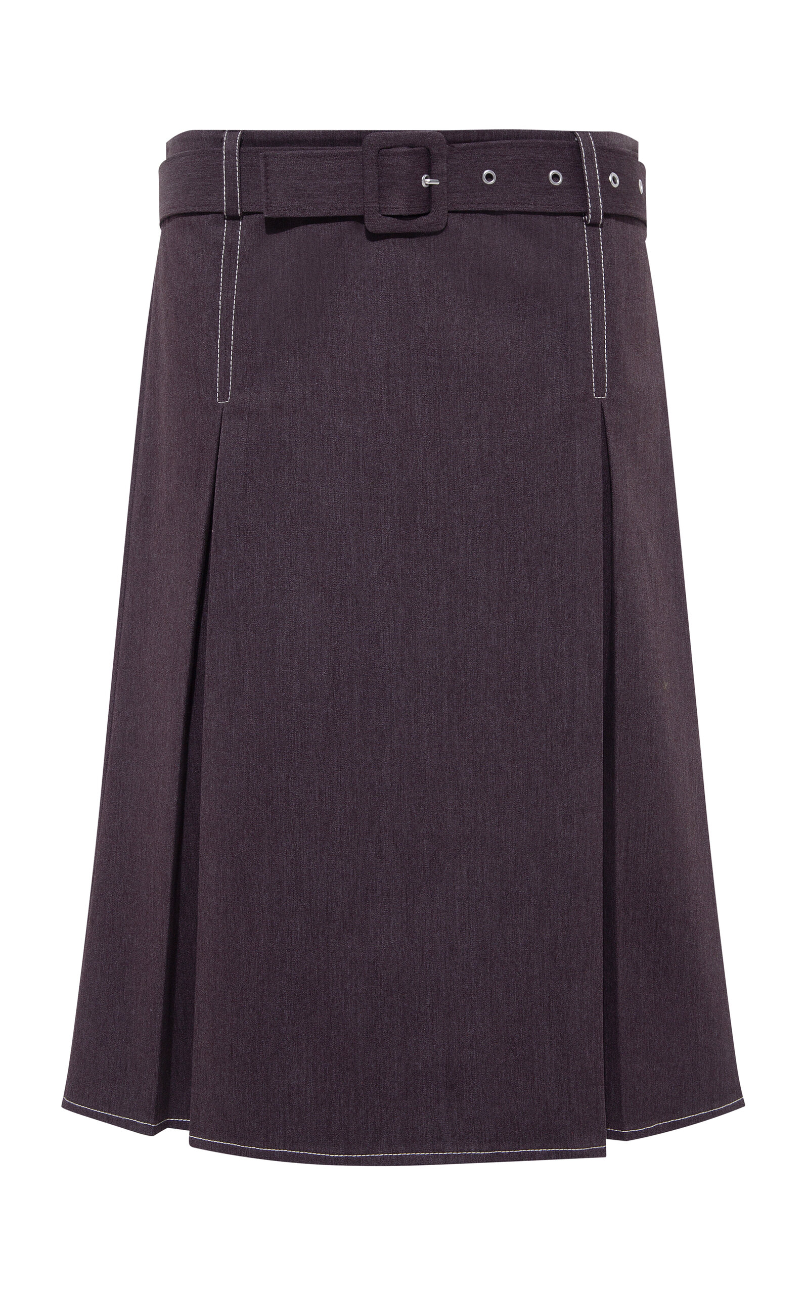 Shop Siedres Lelio Pleated Cotton-blend Midi Skirt In Brown