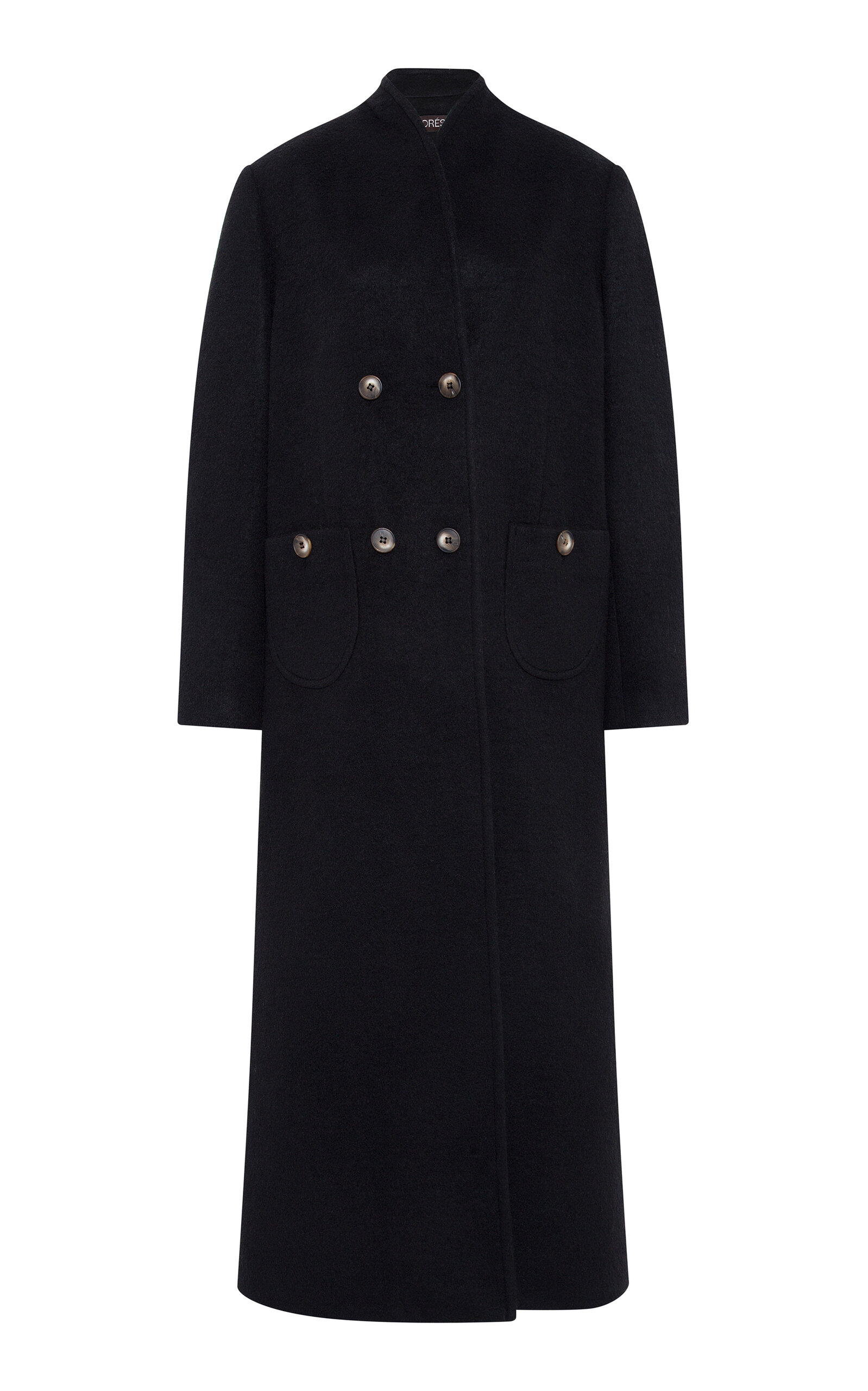 SIEDRÉS Talis Collarless Single-Breasted Long Coat