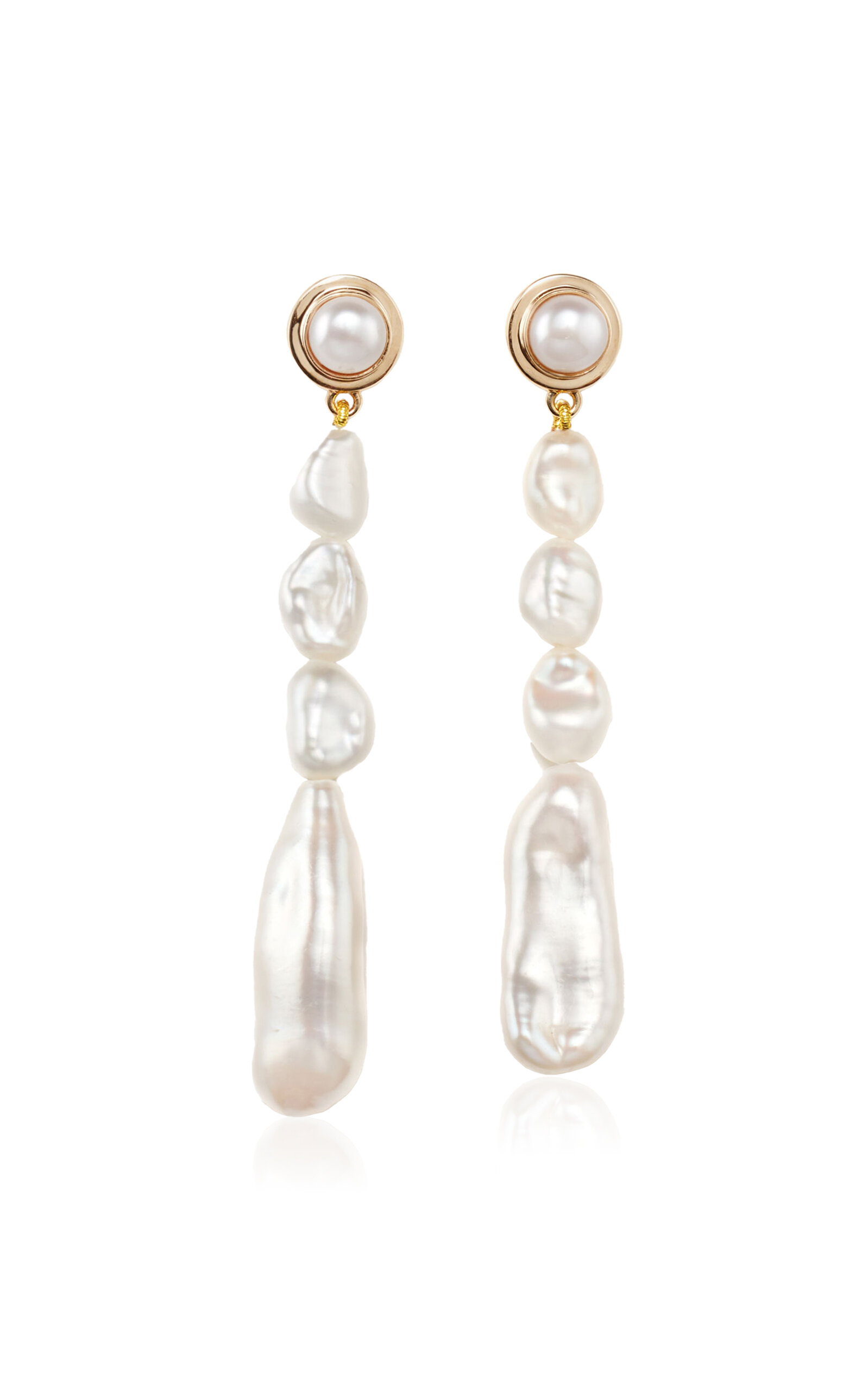 Agmes Short Emmanuelle 18k Gold Vermeil Pearl Earrings In White