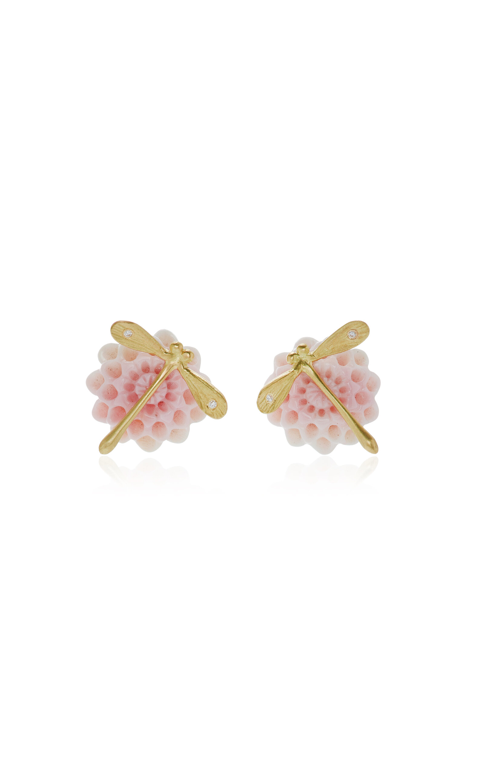 18K Yellow Pink Conch Diamond Earrings