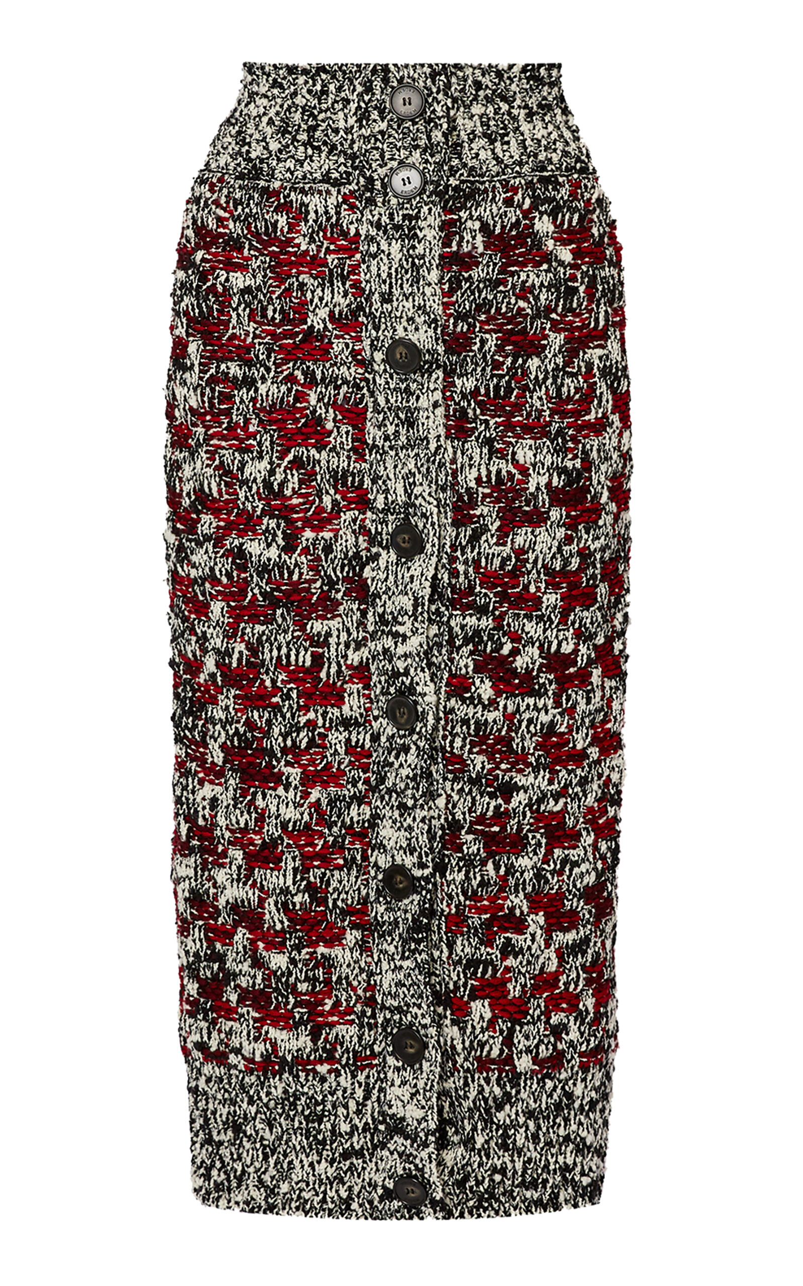 Shop Erdem Textured Wool-blend Midi Skirt In Multi