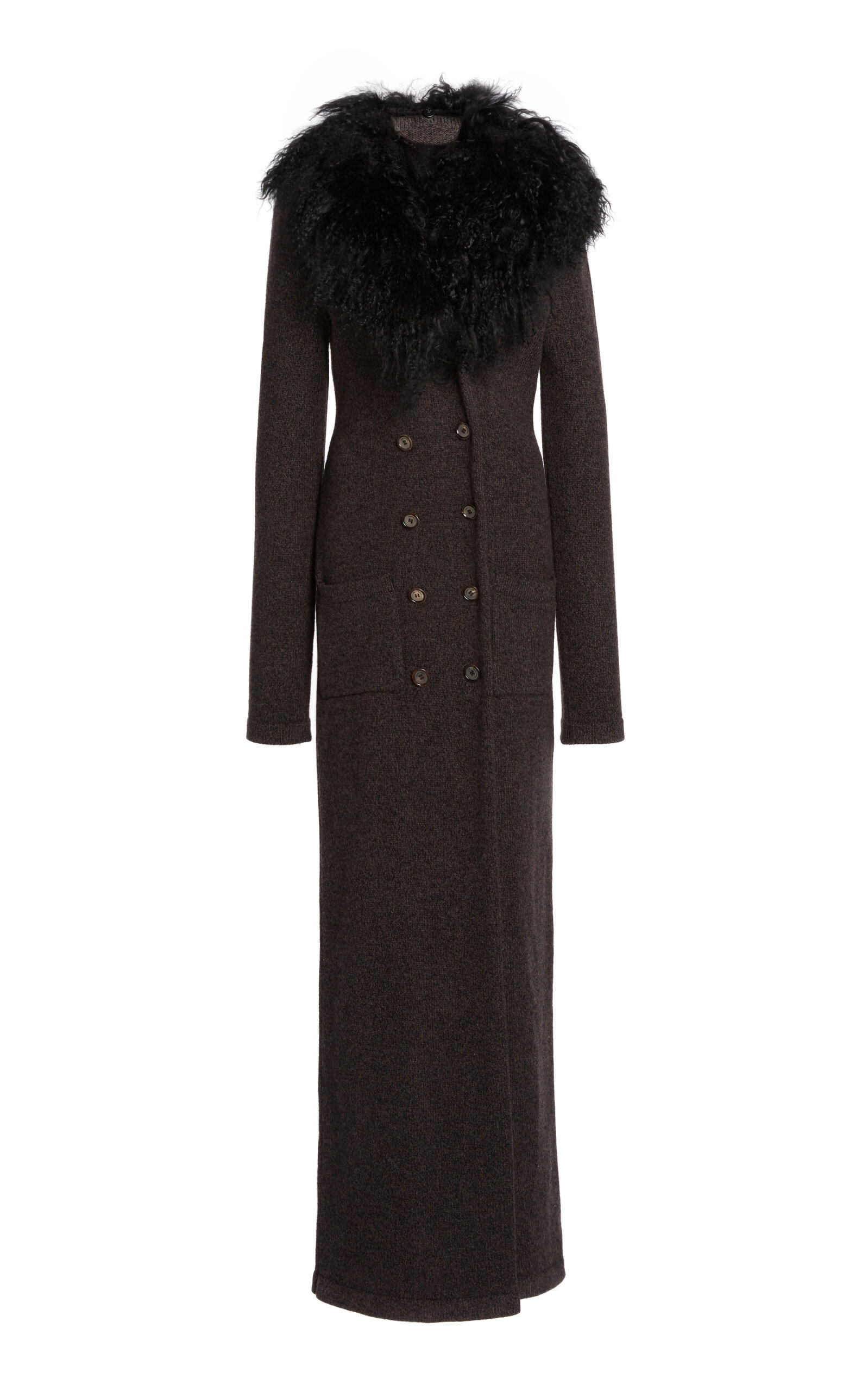 Magda Butrym Fur-trimmed Cashmere Cardigan In Brown