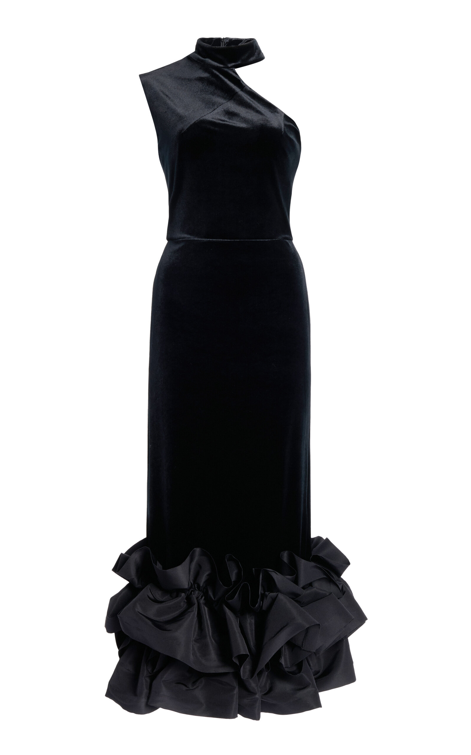 Caladel Silk-Trimmed Velvet Midi Dress