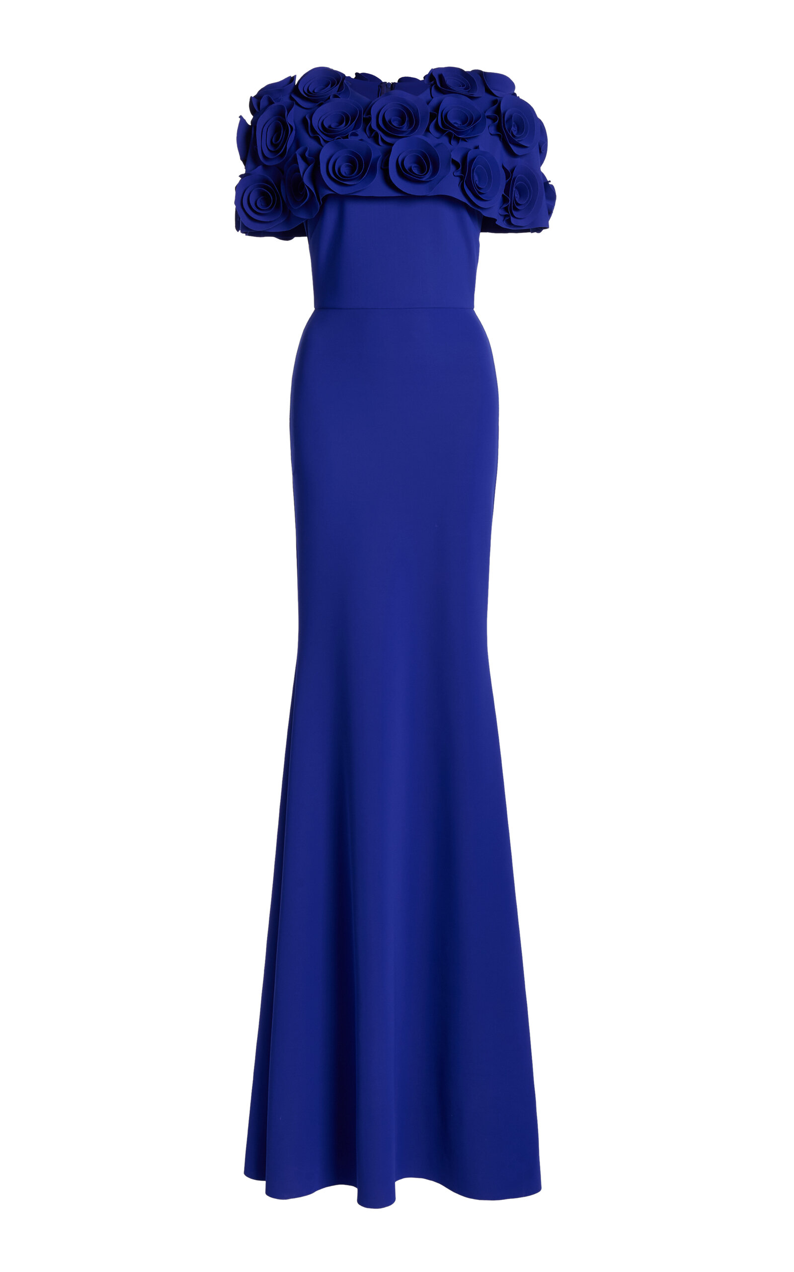 Shop Greta Constantine Canna Rosette-detailed Cady Gown In Blue