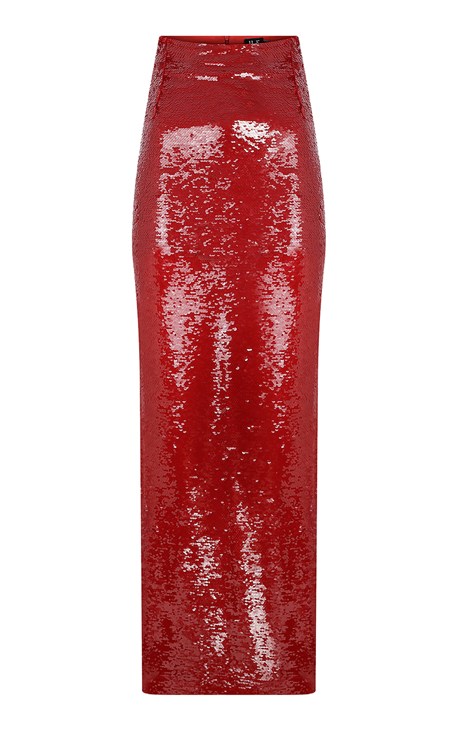 Shop Ila Gigi Sequined Maxi Column Skirt In Red