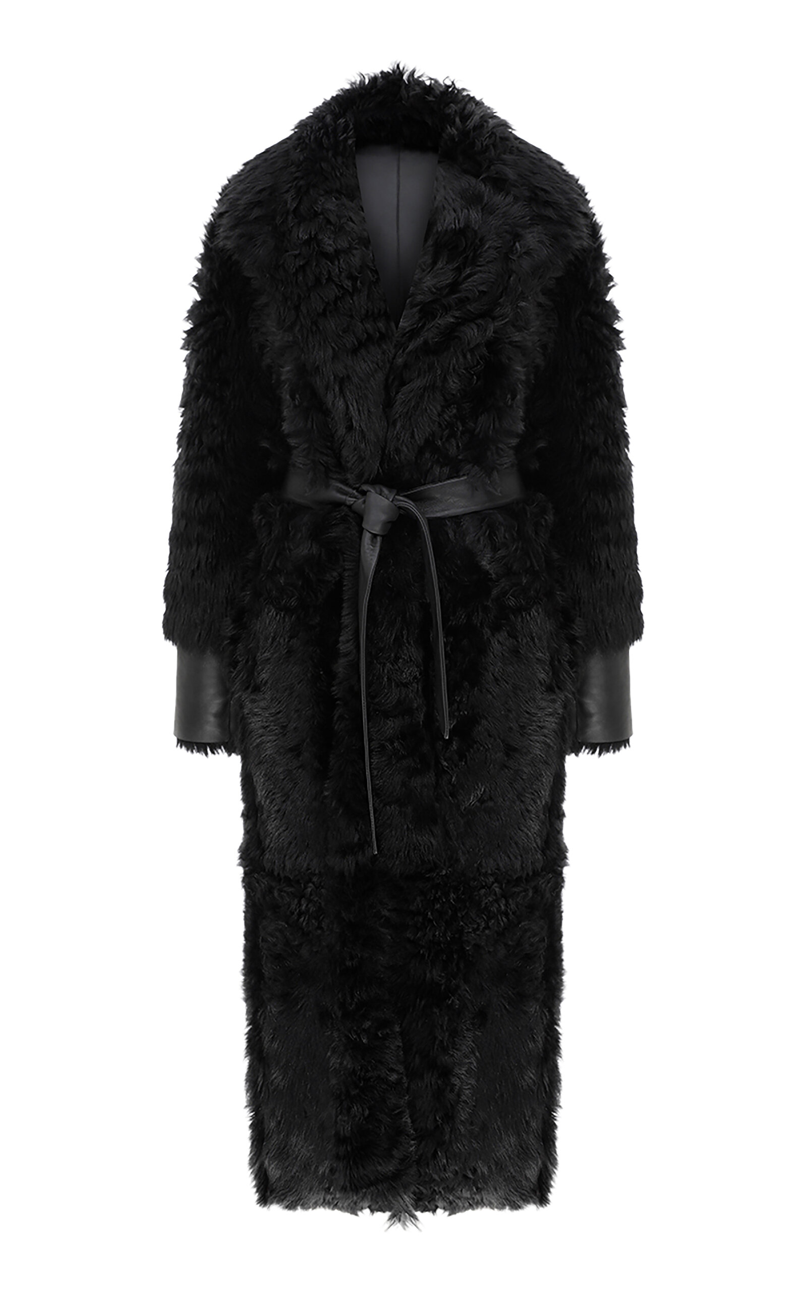 Ila Daphne Reversible Toscana Shearling Long Coat In Black