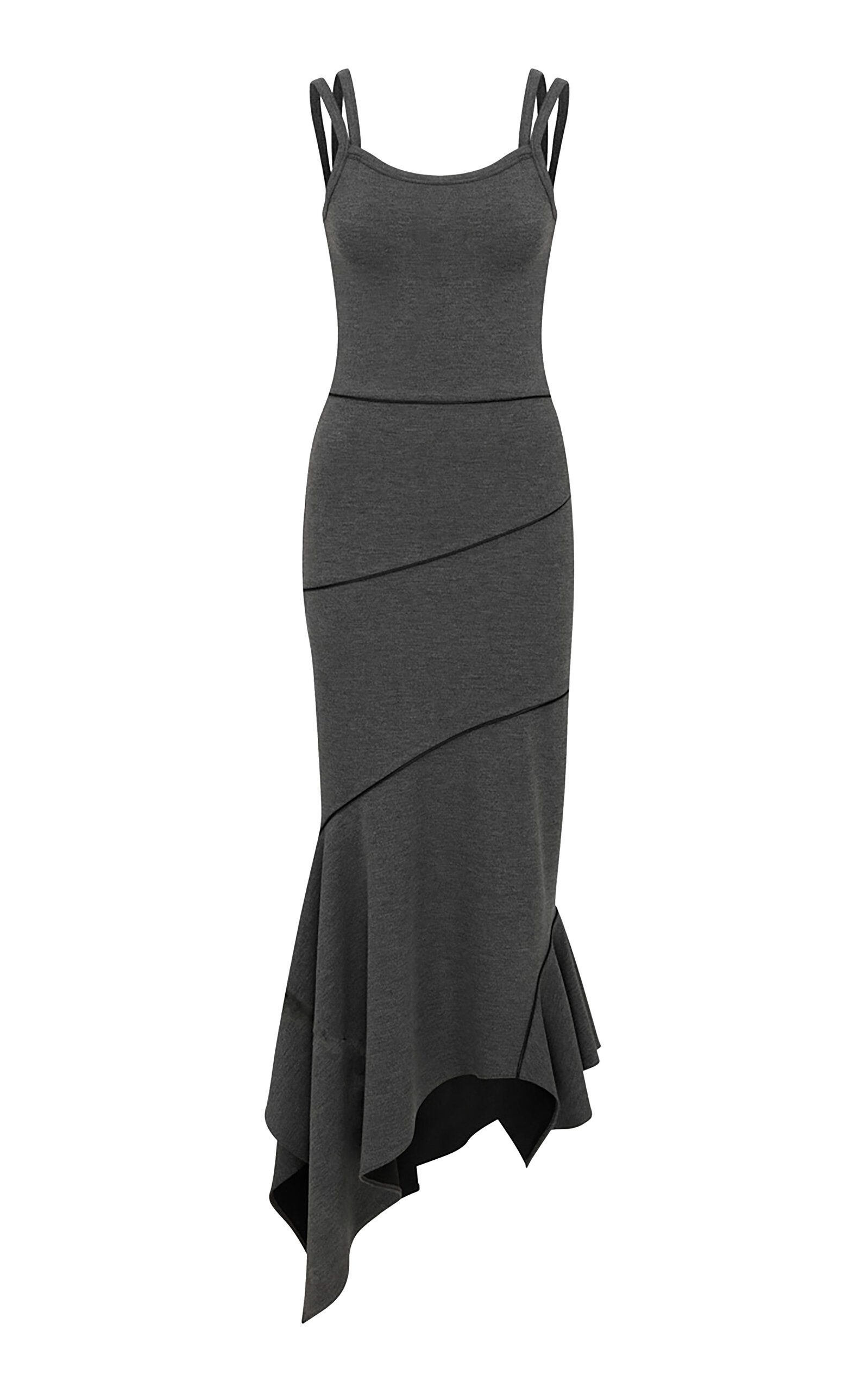 Ila Beatriz Asymmetric Knit Midi Dress In Dark Grey