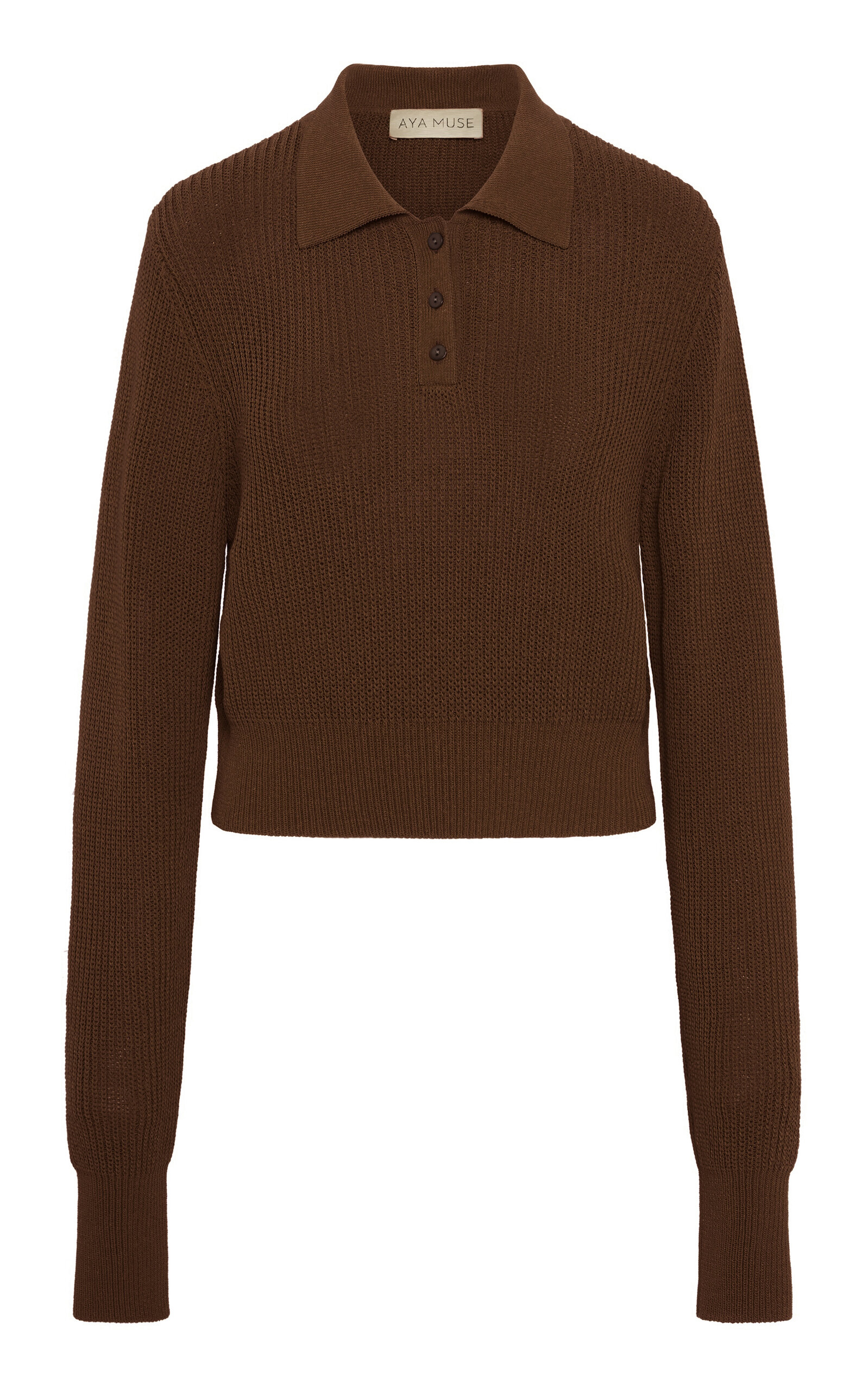 Catsu Ribbed-Knit Cotton-Blend Polo Sweater