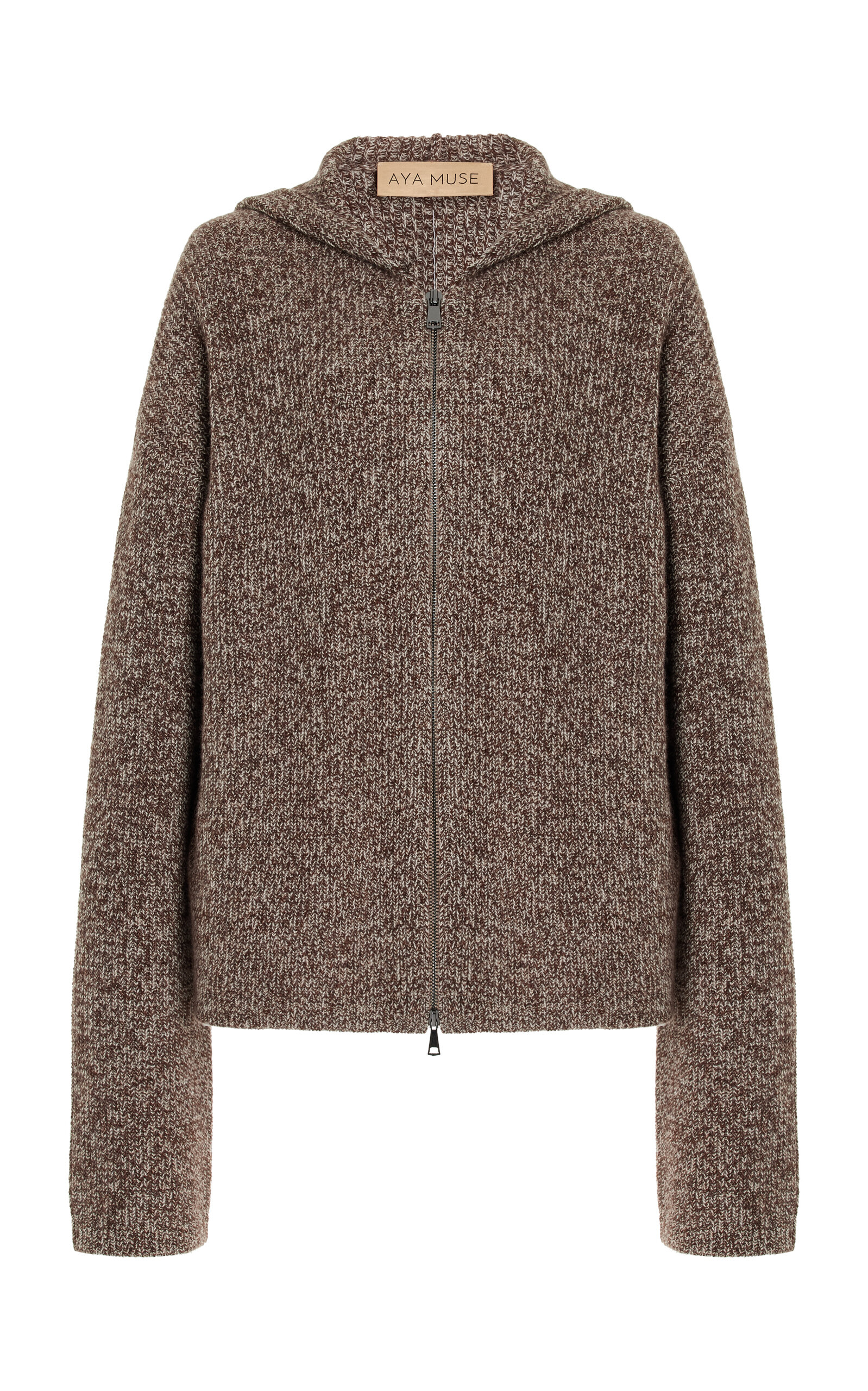 Shop Aya Muse Canis Hooded Cashmere Jacket In Brown