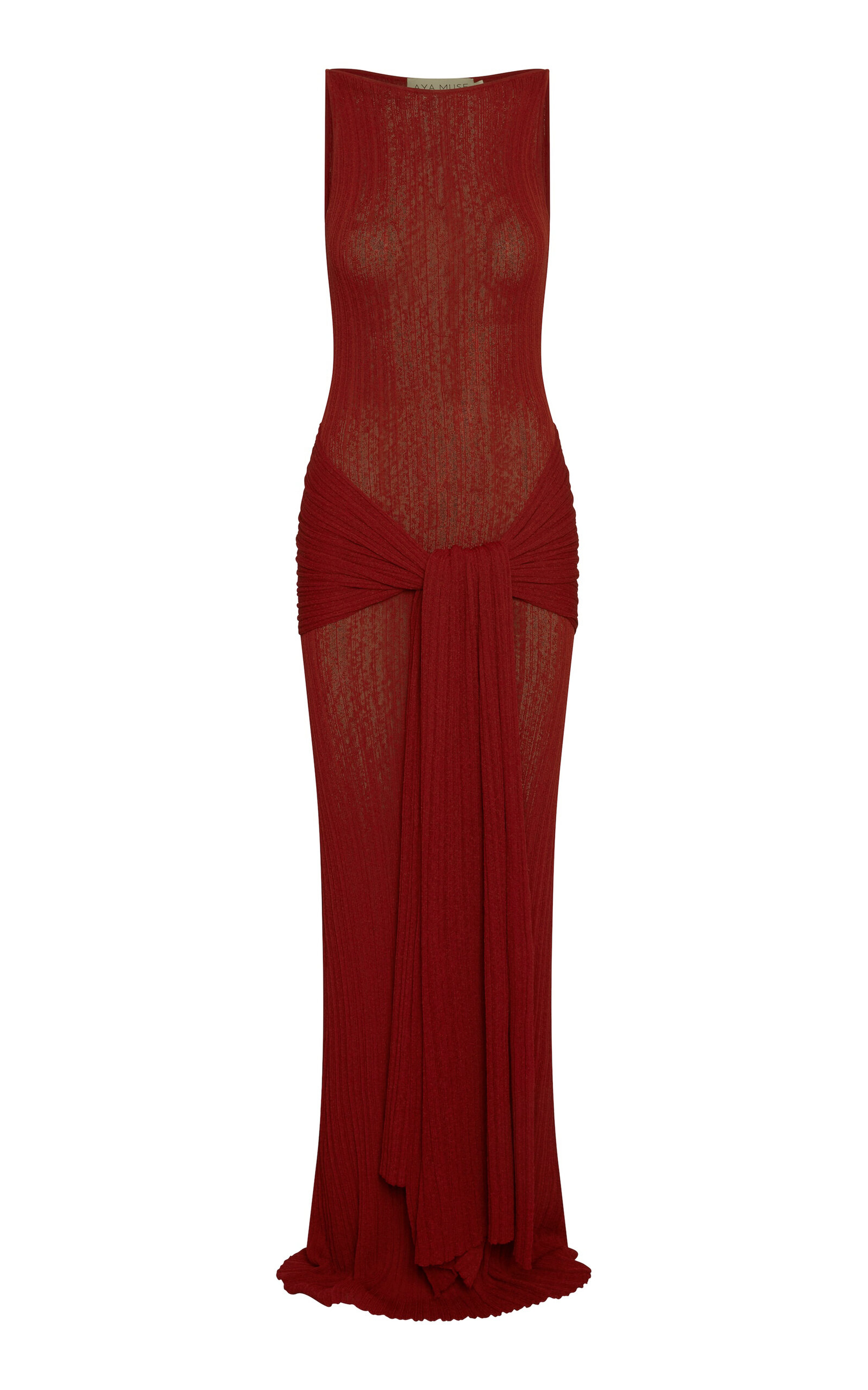 Aya Muse Sponde Knot-front Gown In Red