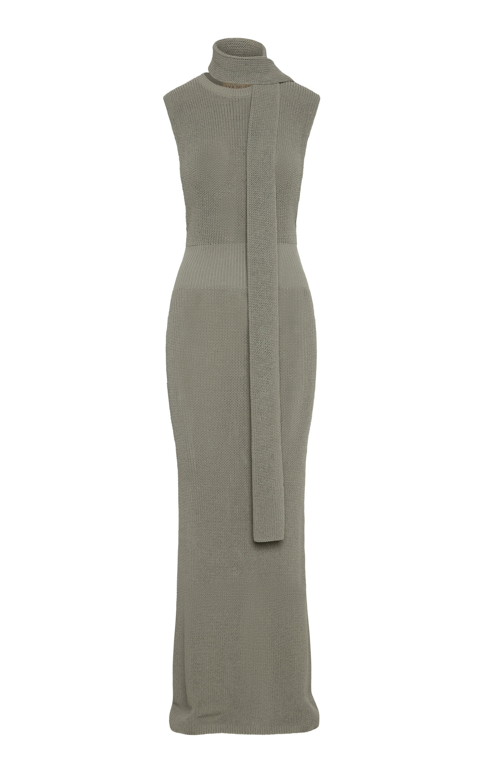 Shop Aya Muse Velor Sleeveless Cotton-blend Gown In Grey