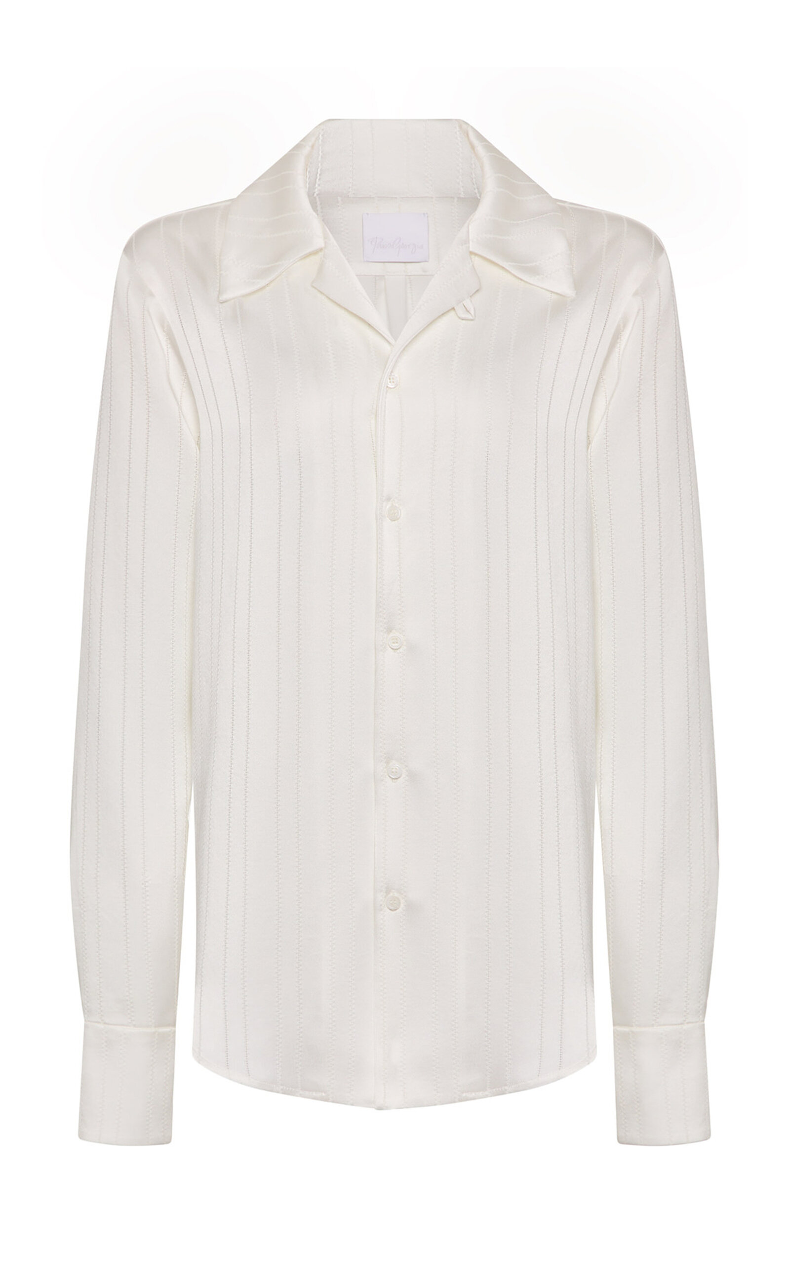 Paris Georgia Retro Drop Stitch Satin Shirt In White