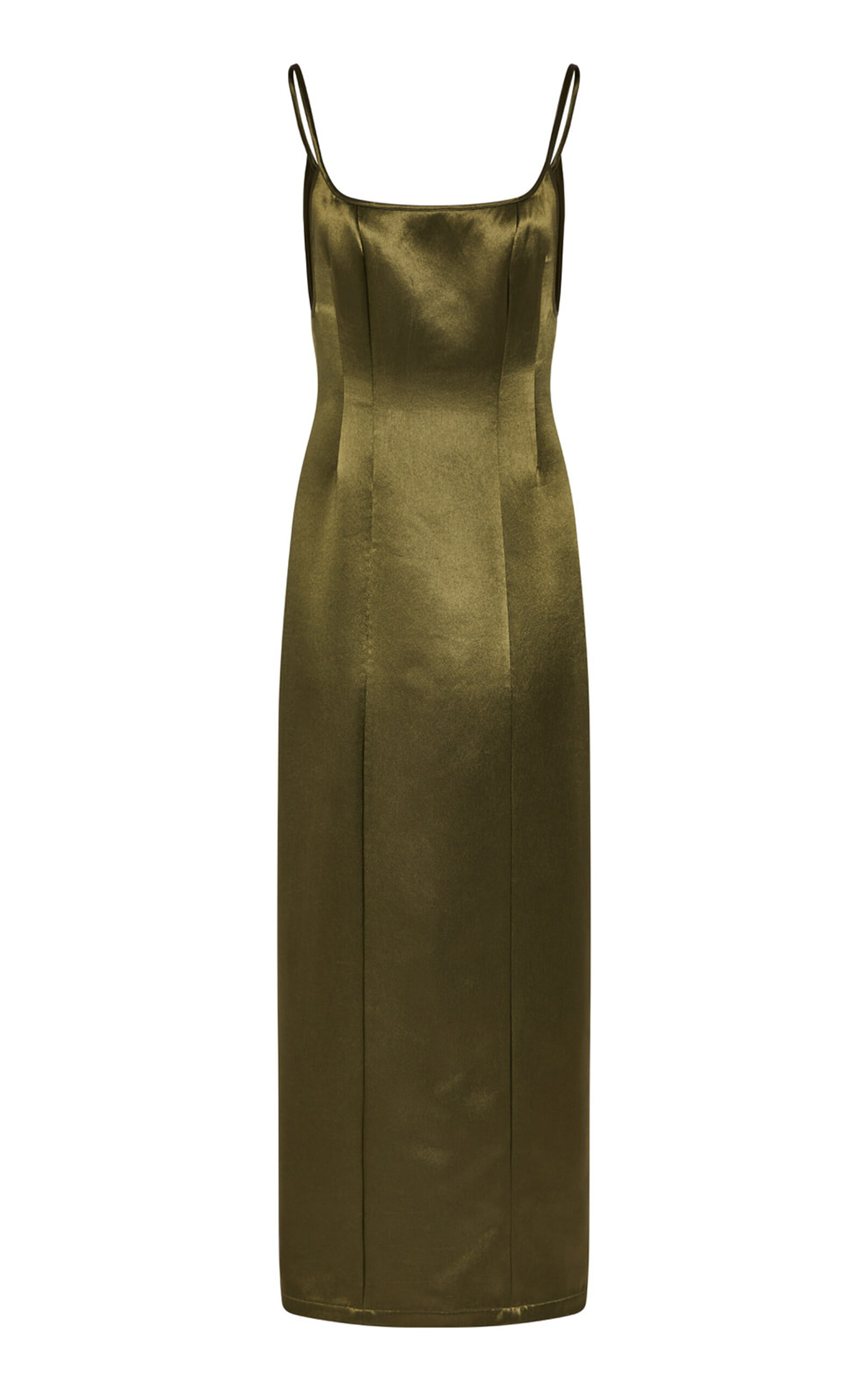 Paris Georgia Sammy Fitted Satin Midi Dress In Green