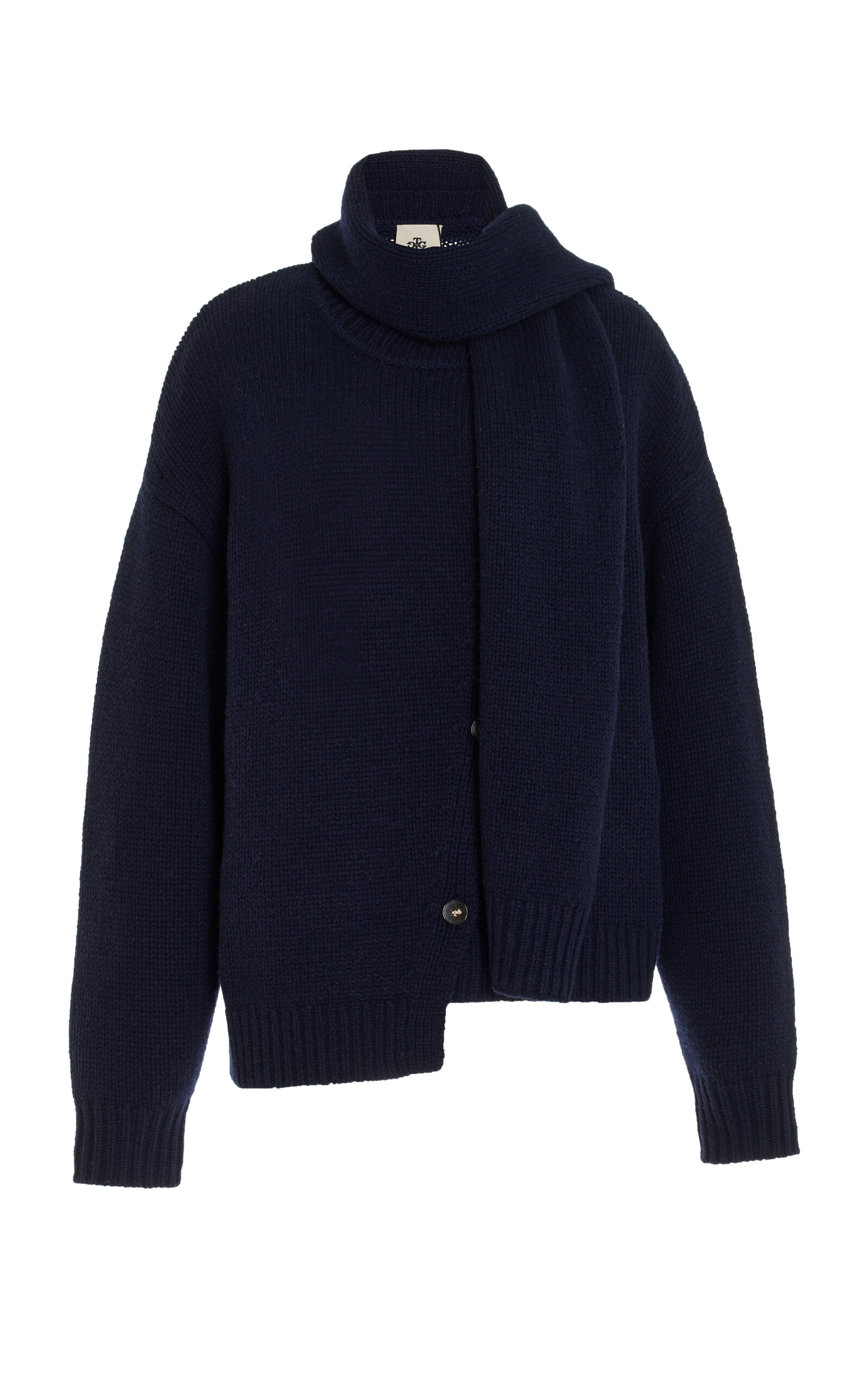 Shop The Garment Canada Scarf-detailed Knit Wool Cardigan In Blue